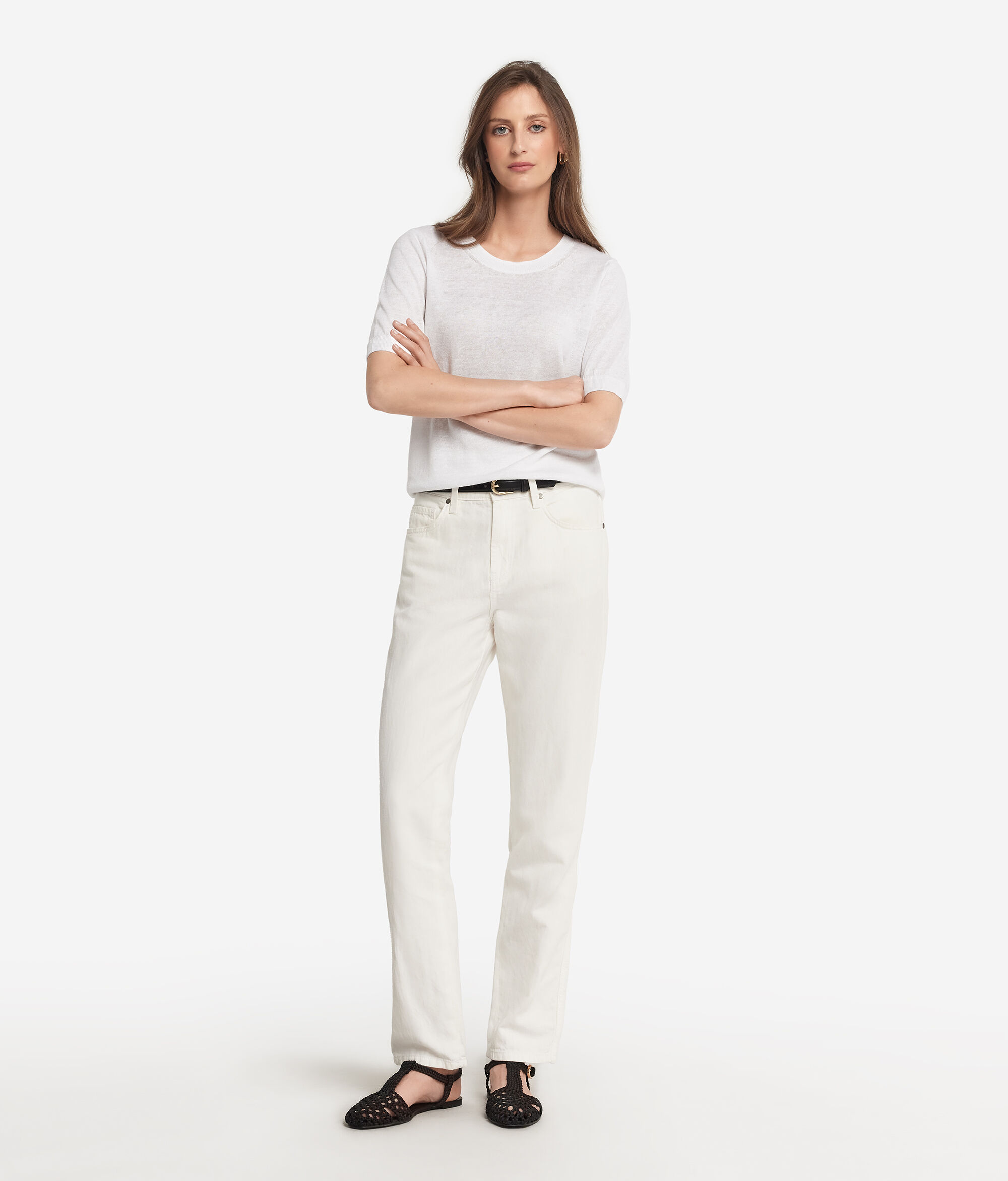 Cotton-Linen Crew Neck T-Shirt