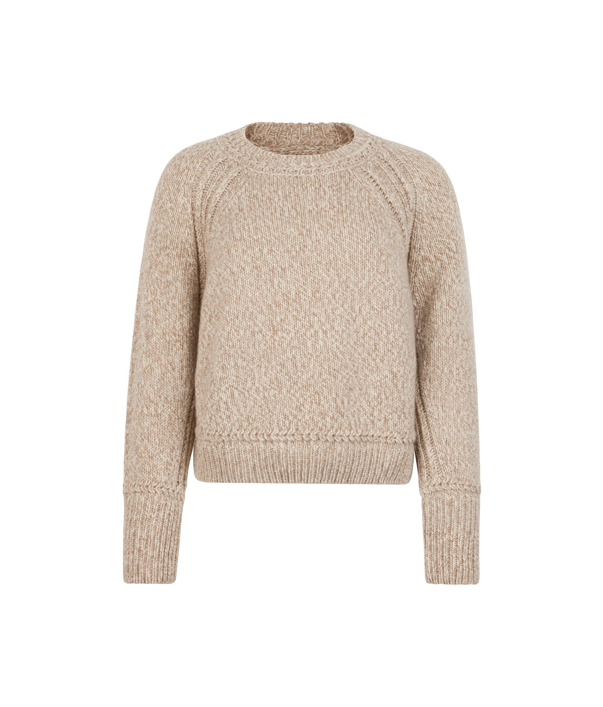 Girocollo con trecce in Cashmere Undyed Tricot