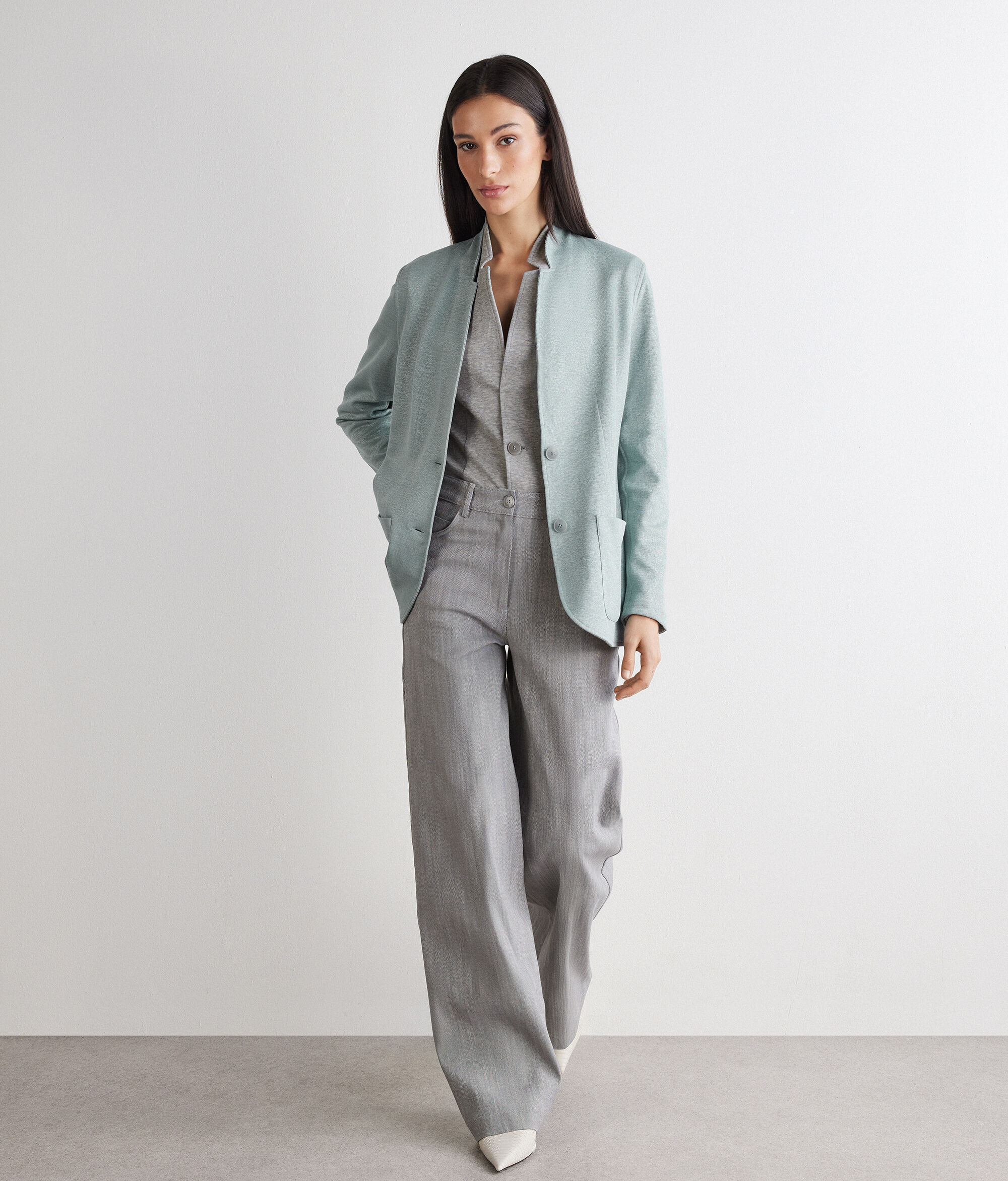 リネン&コットン バイカラー リバーシブル ジャケット