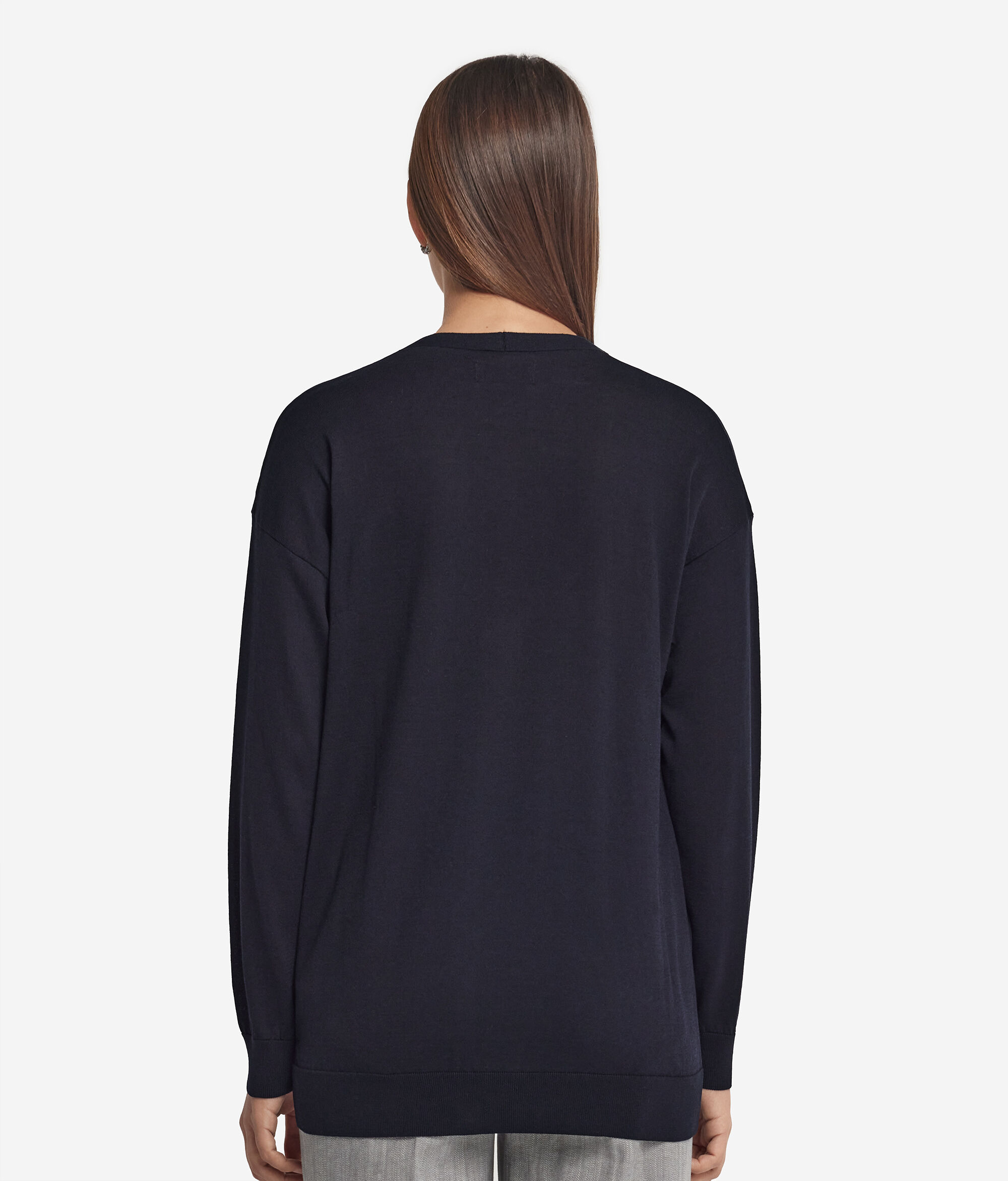 Long-Sleeved Silk and Cotton Cardigan