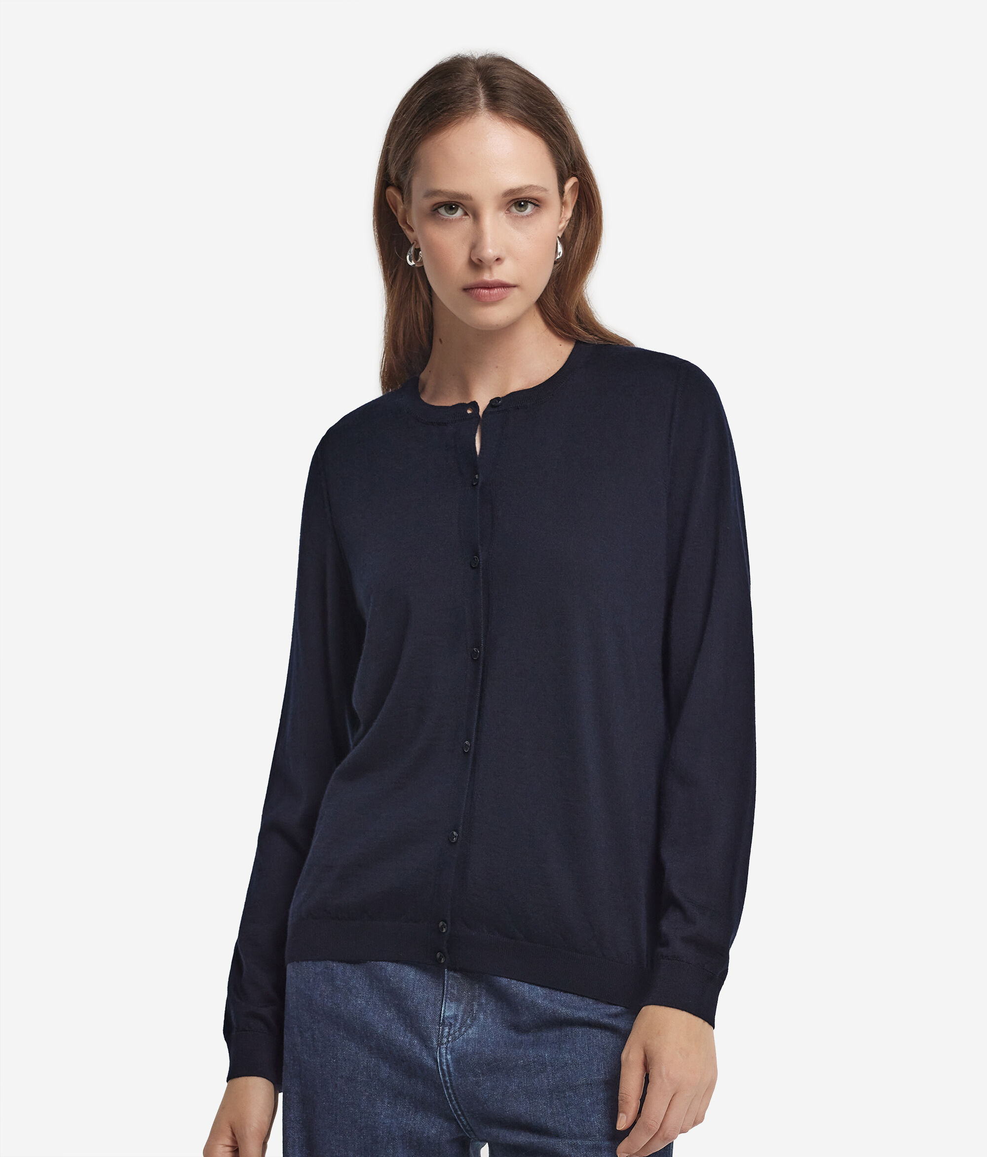 Rebeca con cuello redondo de cashmere ultrafine