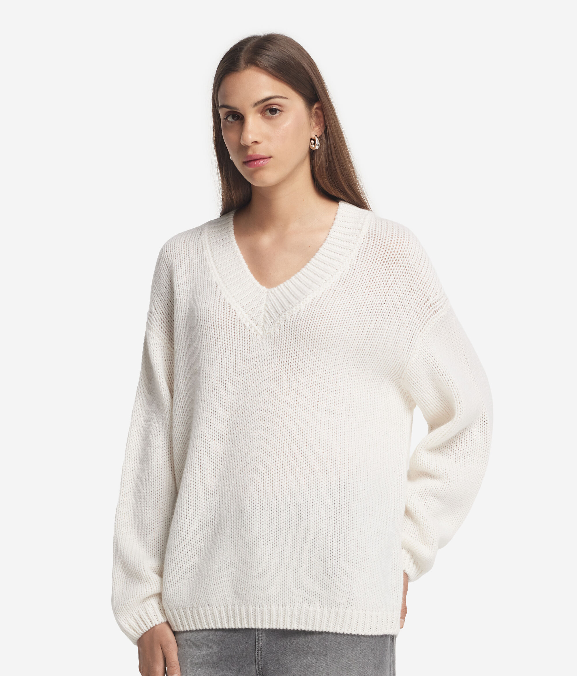 Bluză cu decolteu în V din tricot de cașmir ultrasoft