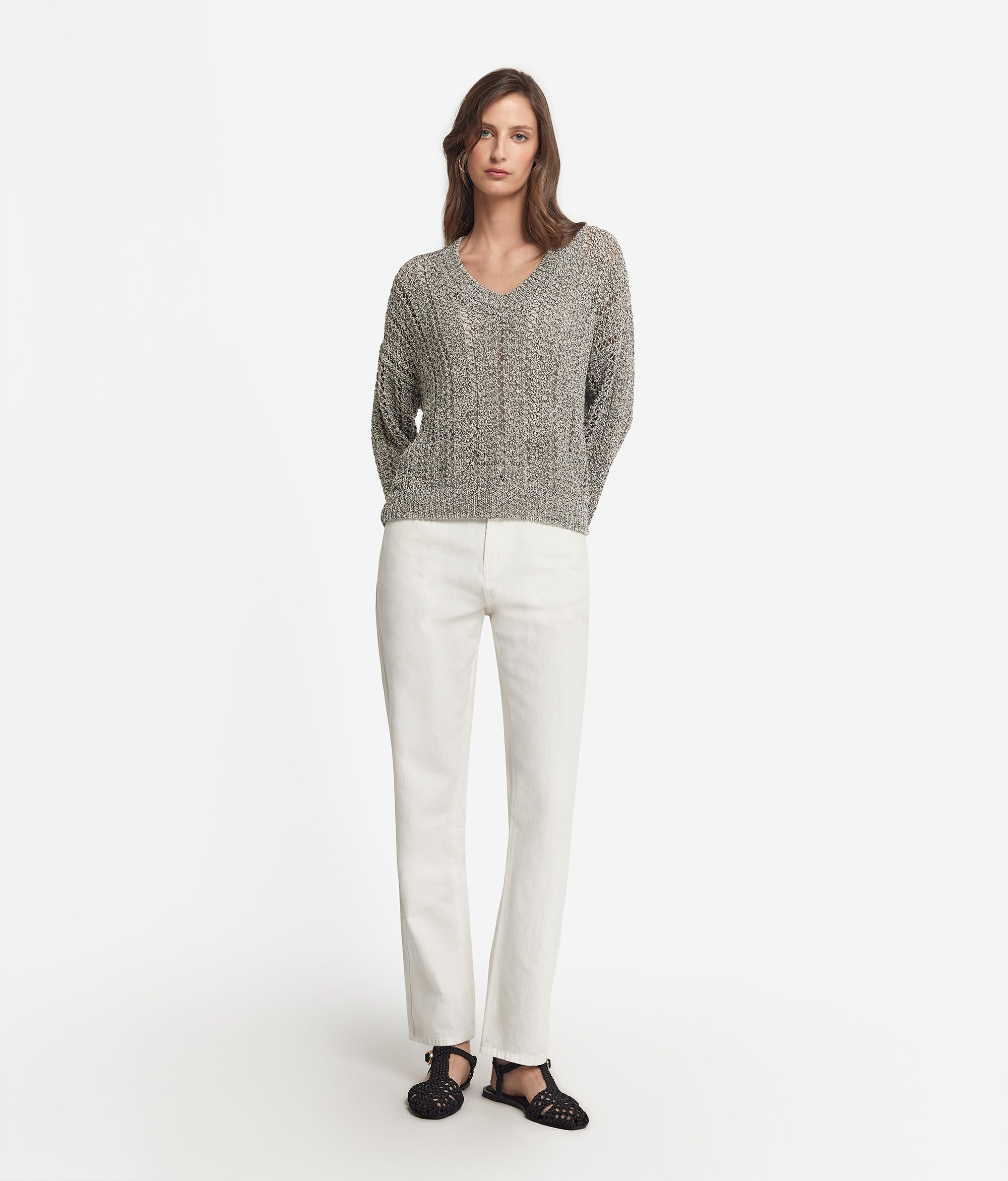 Openwork Sequin Top