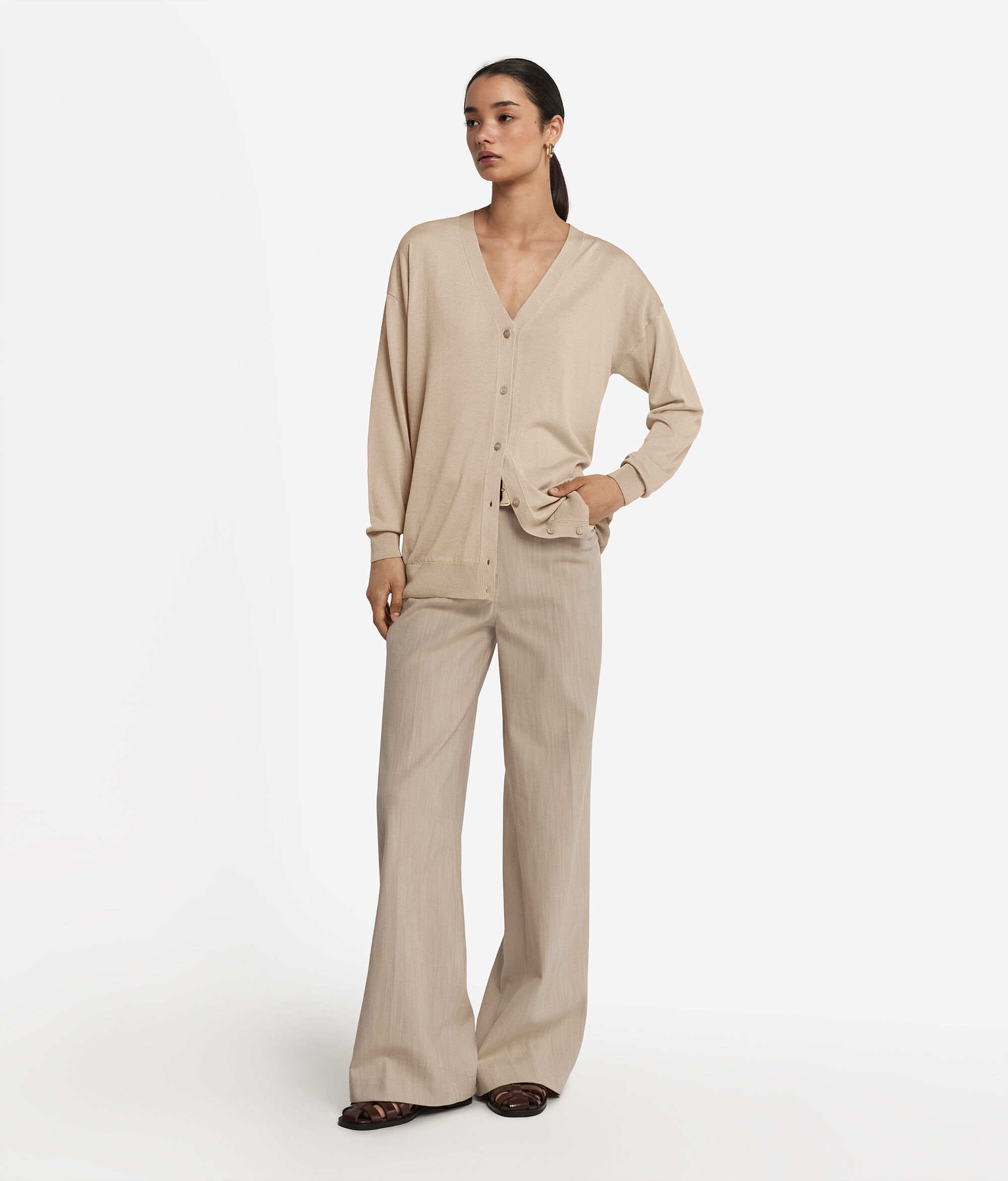 Cardigan a Maniche Lunghe in Seta Cotone