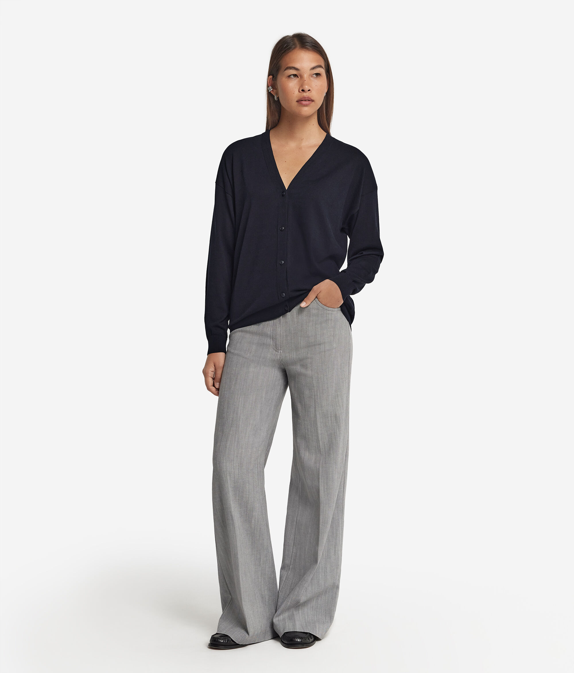 Long-Sleeved Silk and Cotton Cardigan