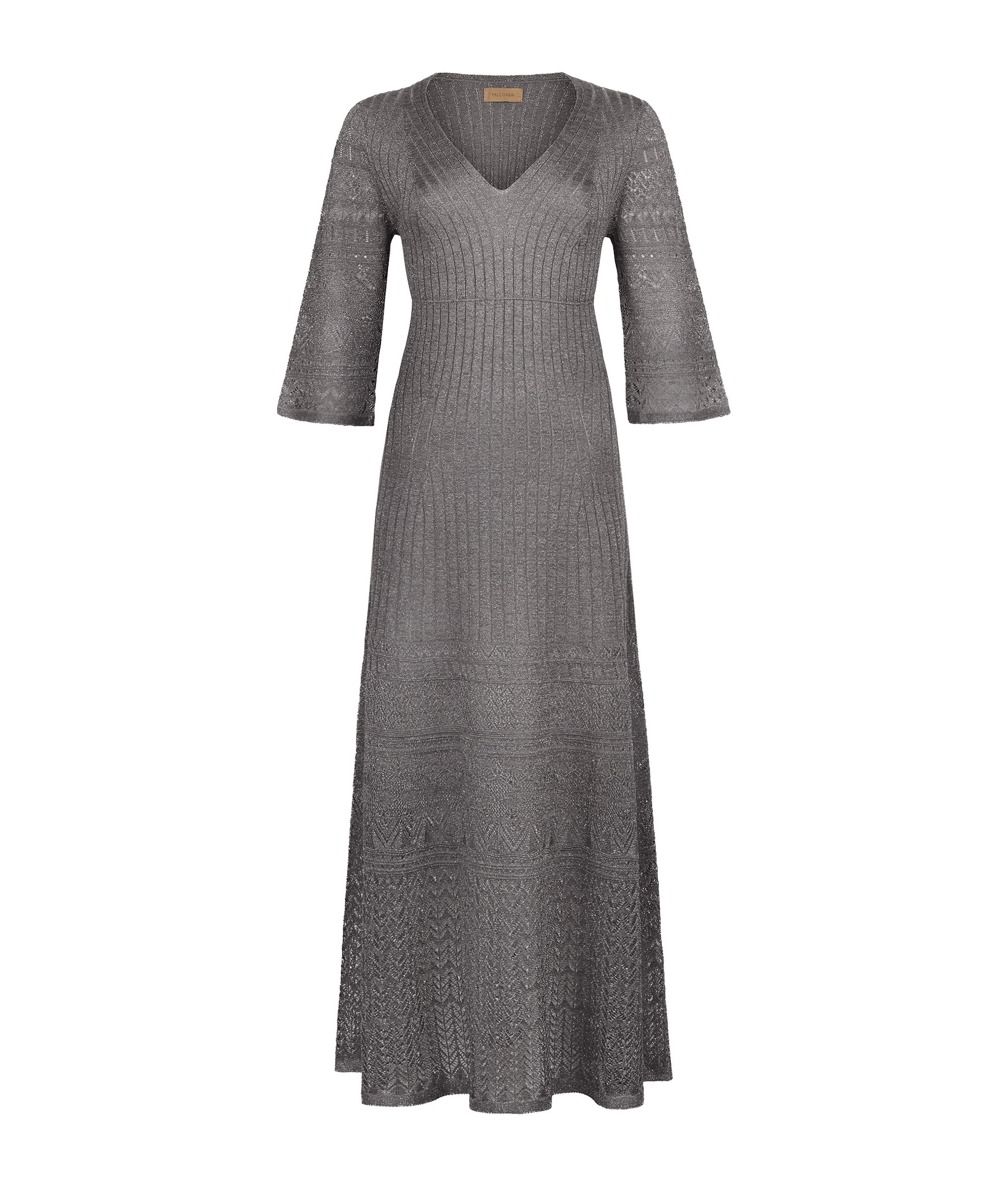Ribbed Openwork Lamé Dress