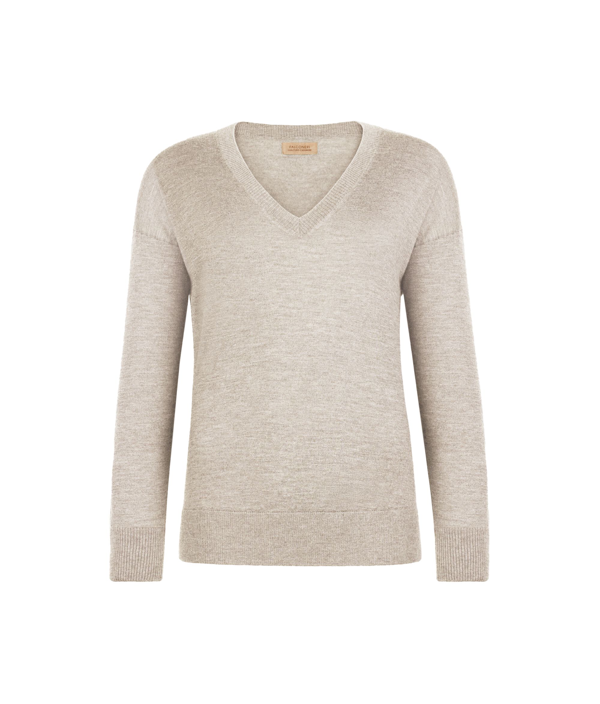 Pullover mit V-Ausschnitt und Schlitzen aus Kaschmir Colore Stone