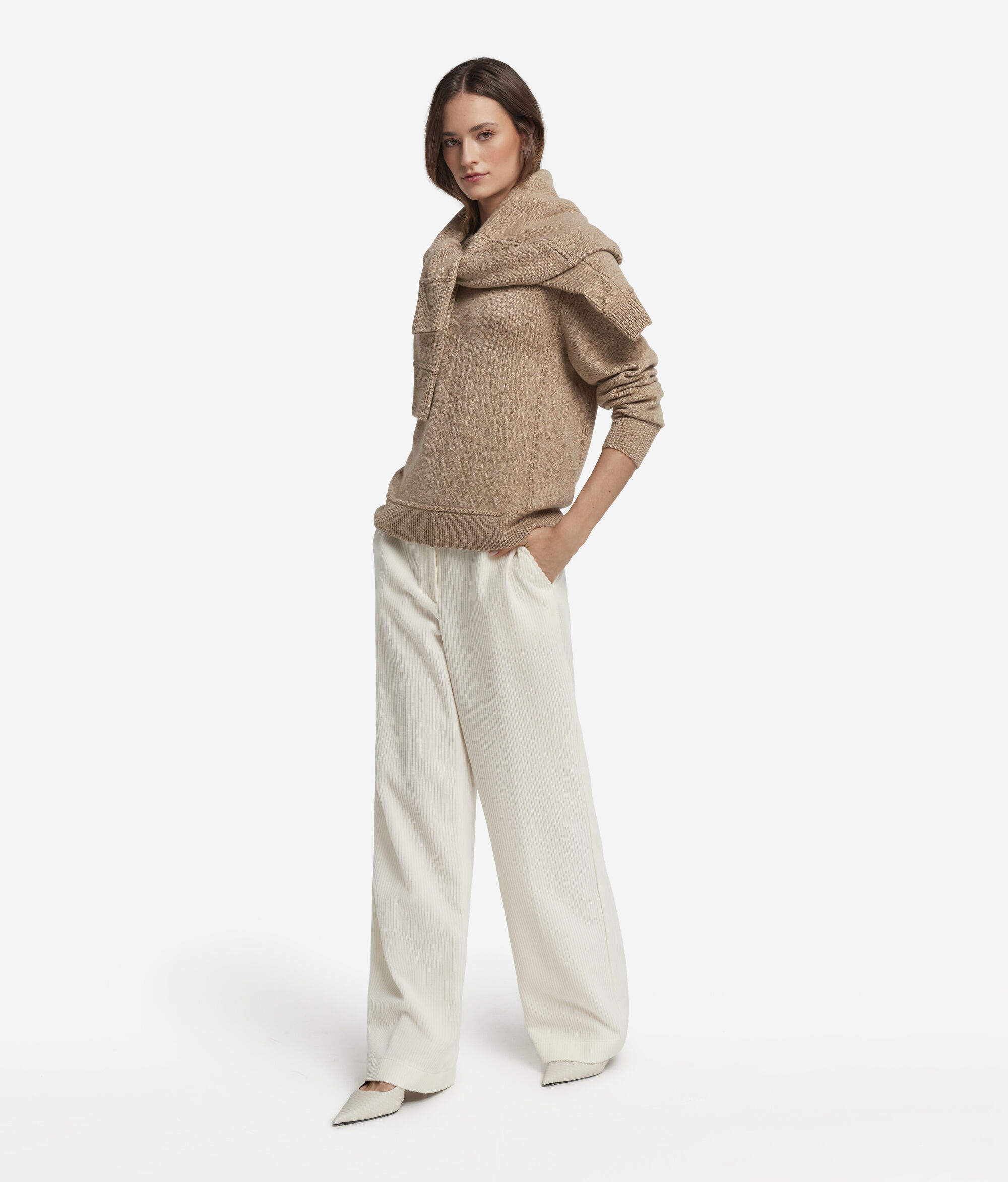 Ultrasoft Undyed Tricot cashmere round neck jumper
