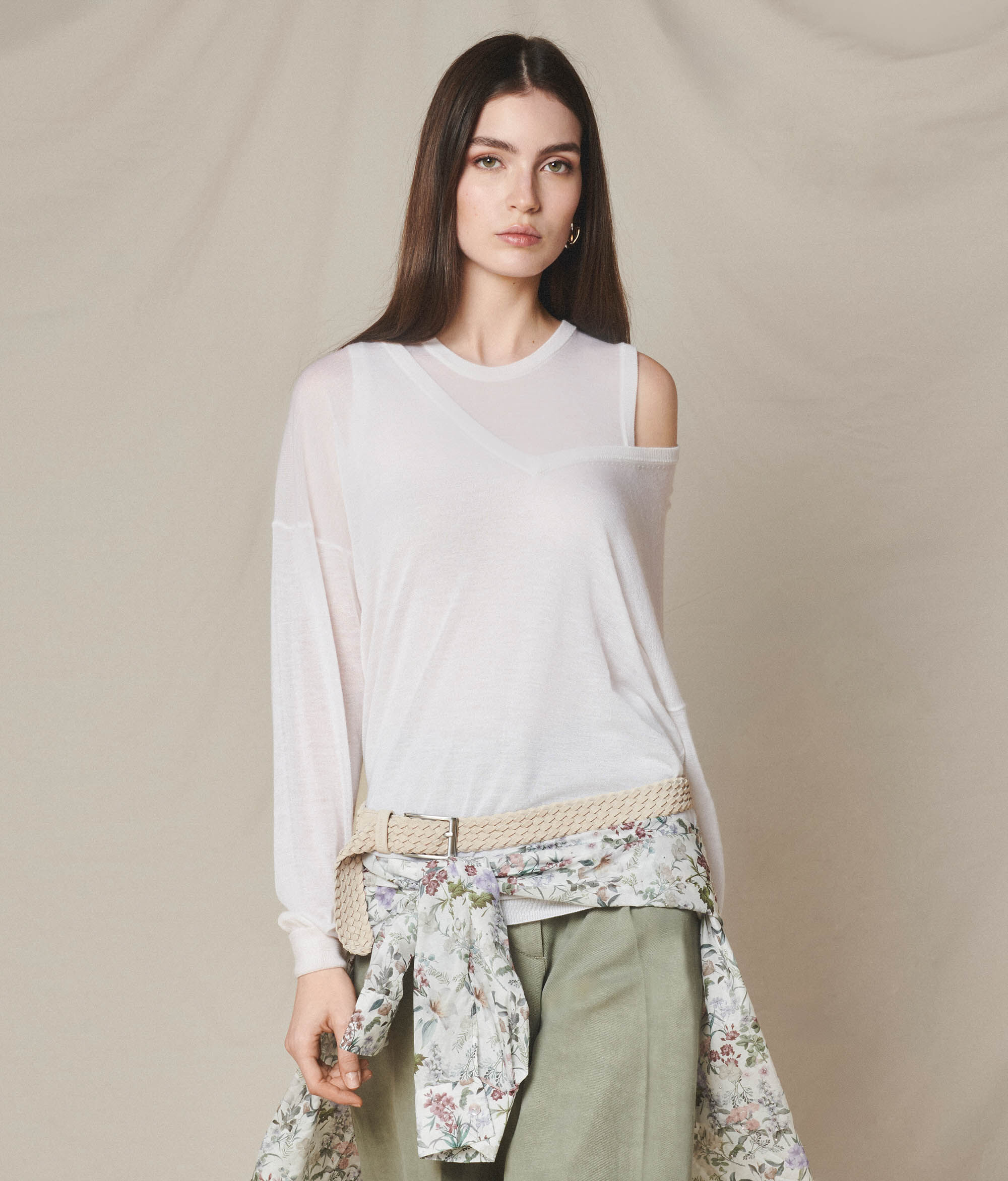 Pullover mit tiefem V-Ausschnitt aus Kaschmir Airfine