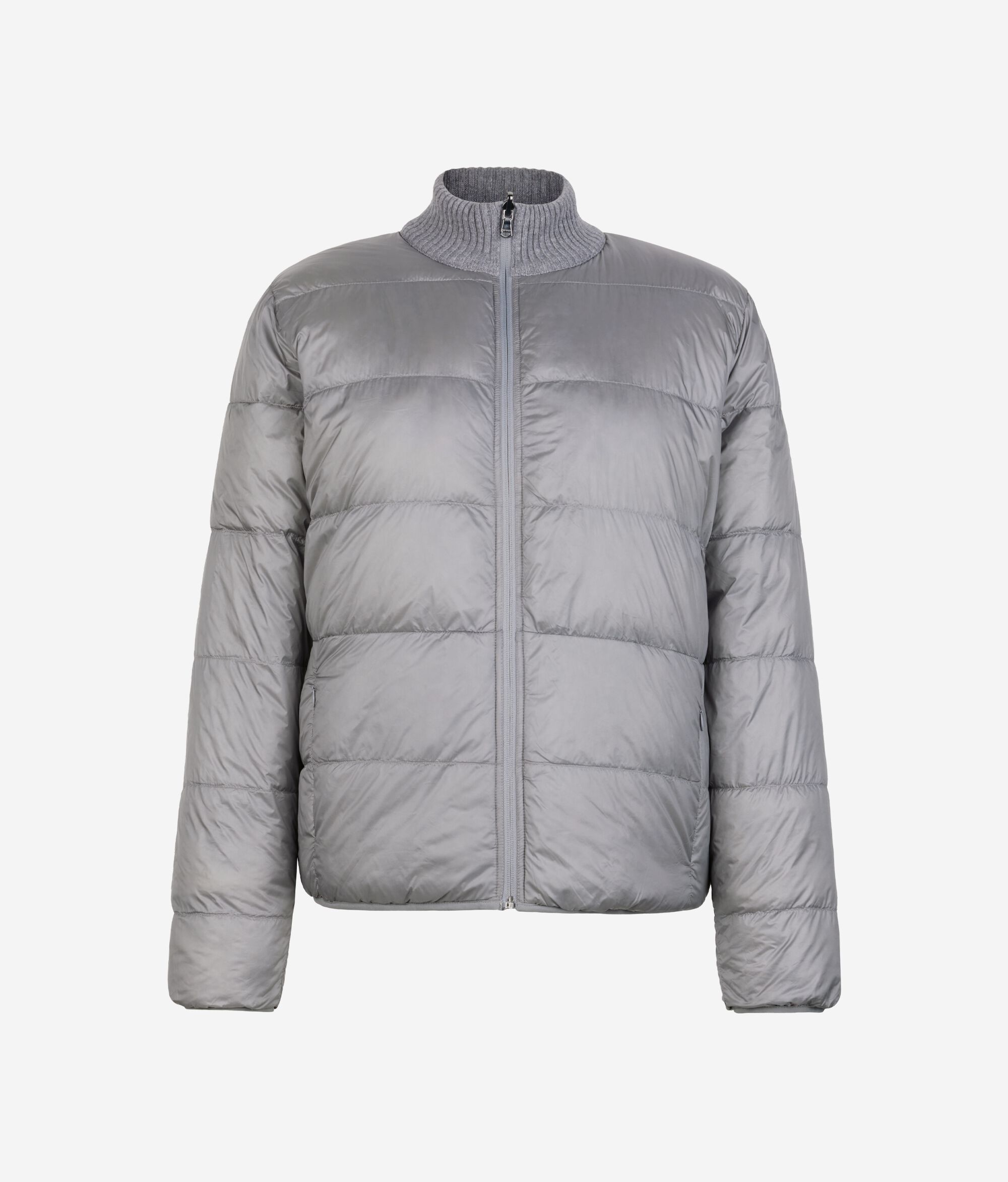 Piumino trecce reversibile in cashmere e tessuto tecnico