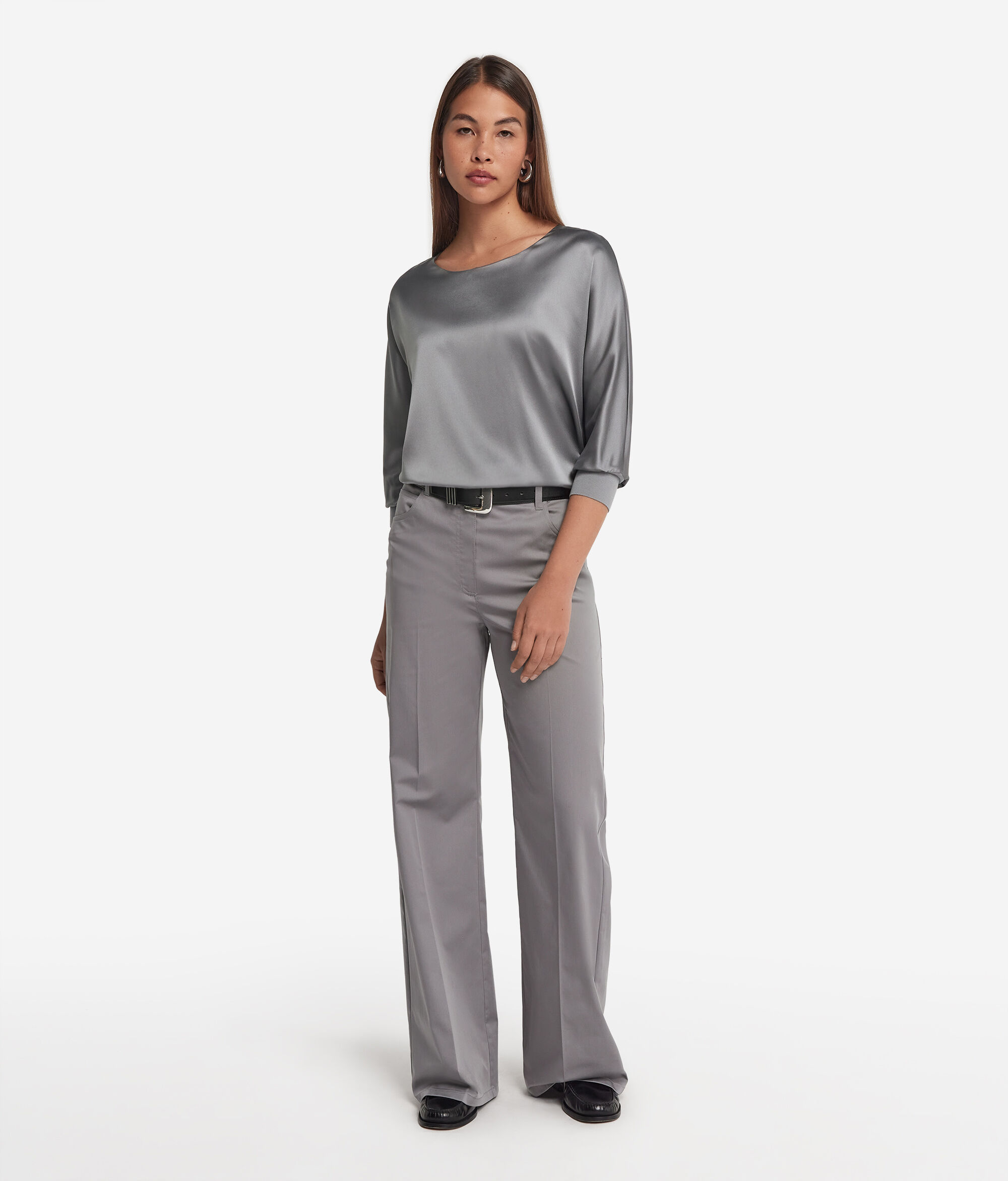 Round-Neck Silk Satin Jumper