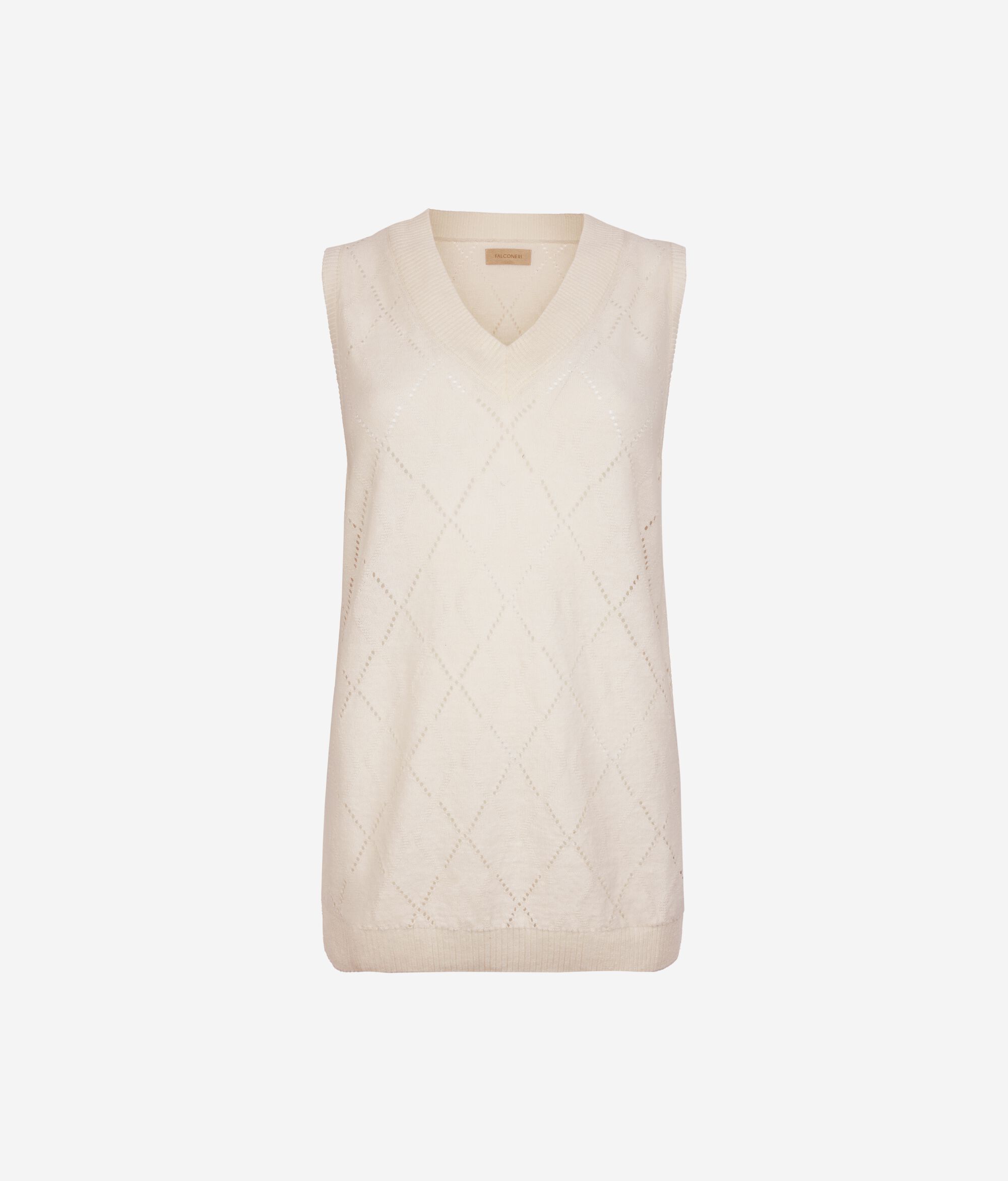 V-neck sleeveless top with diamonds