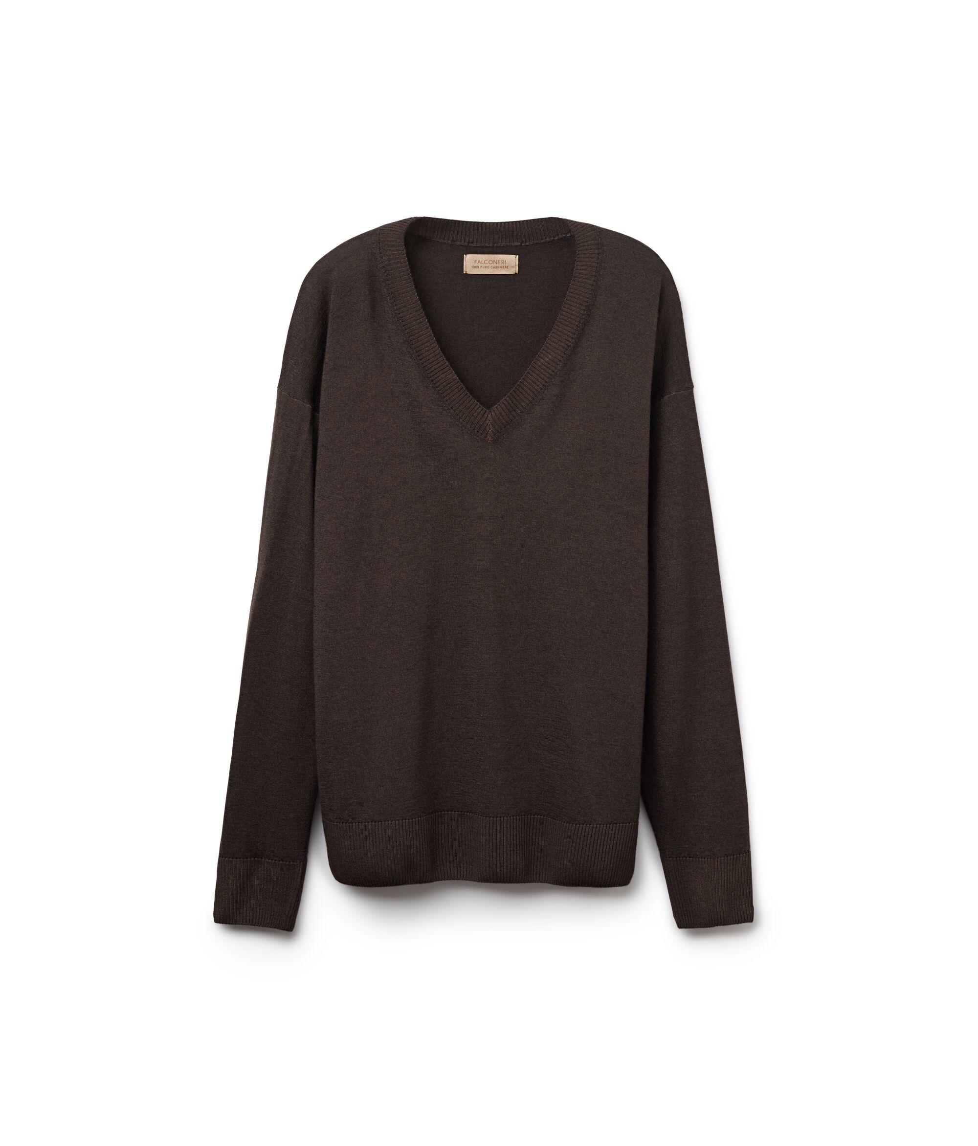 Μπλούζα με λαιμόκοψη V από cashmere με σκισίματα