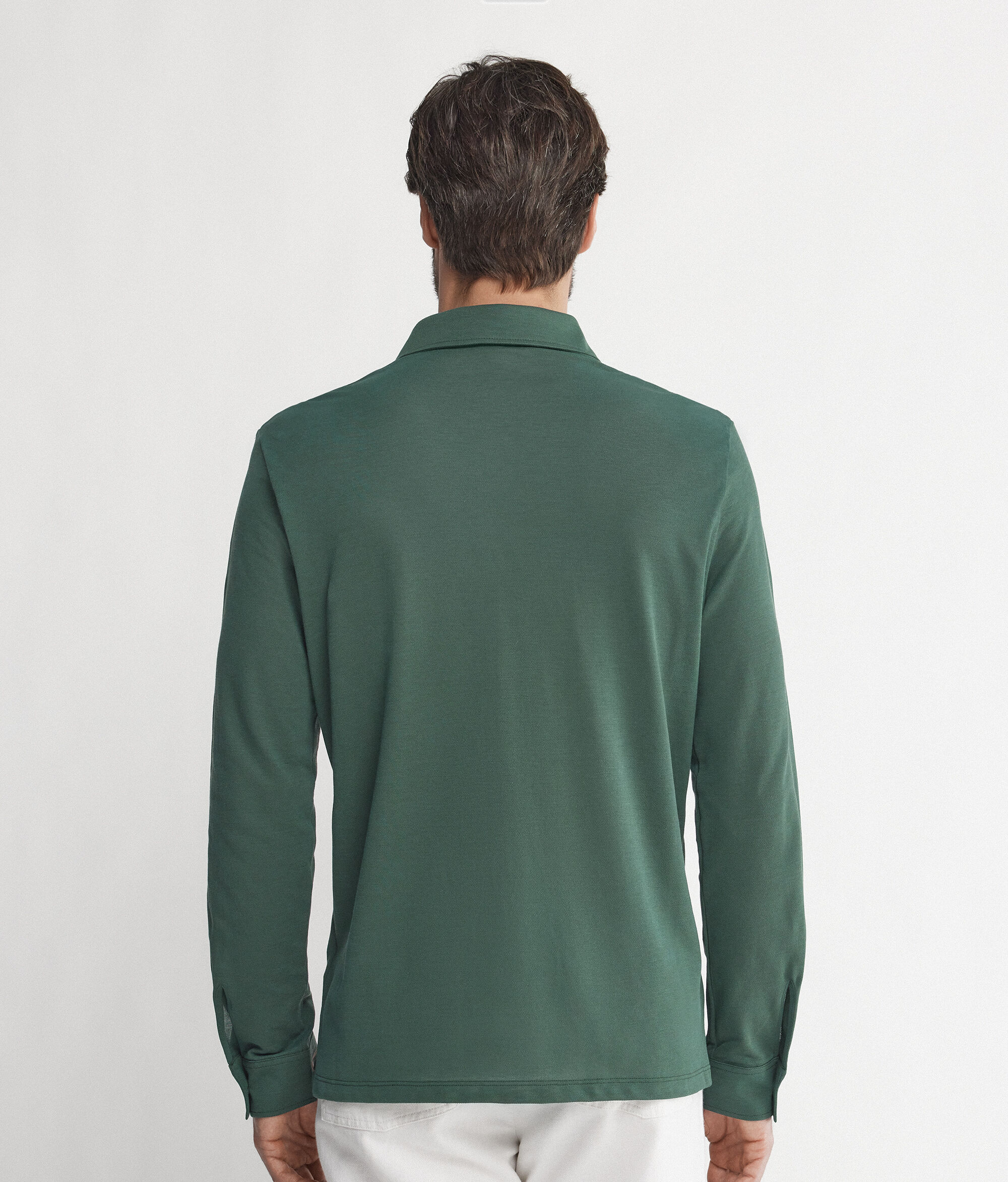 Camicia a Maniche Lunghe in Piquet di Cotone Seta