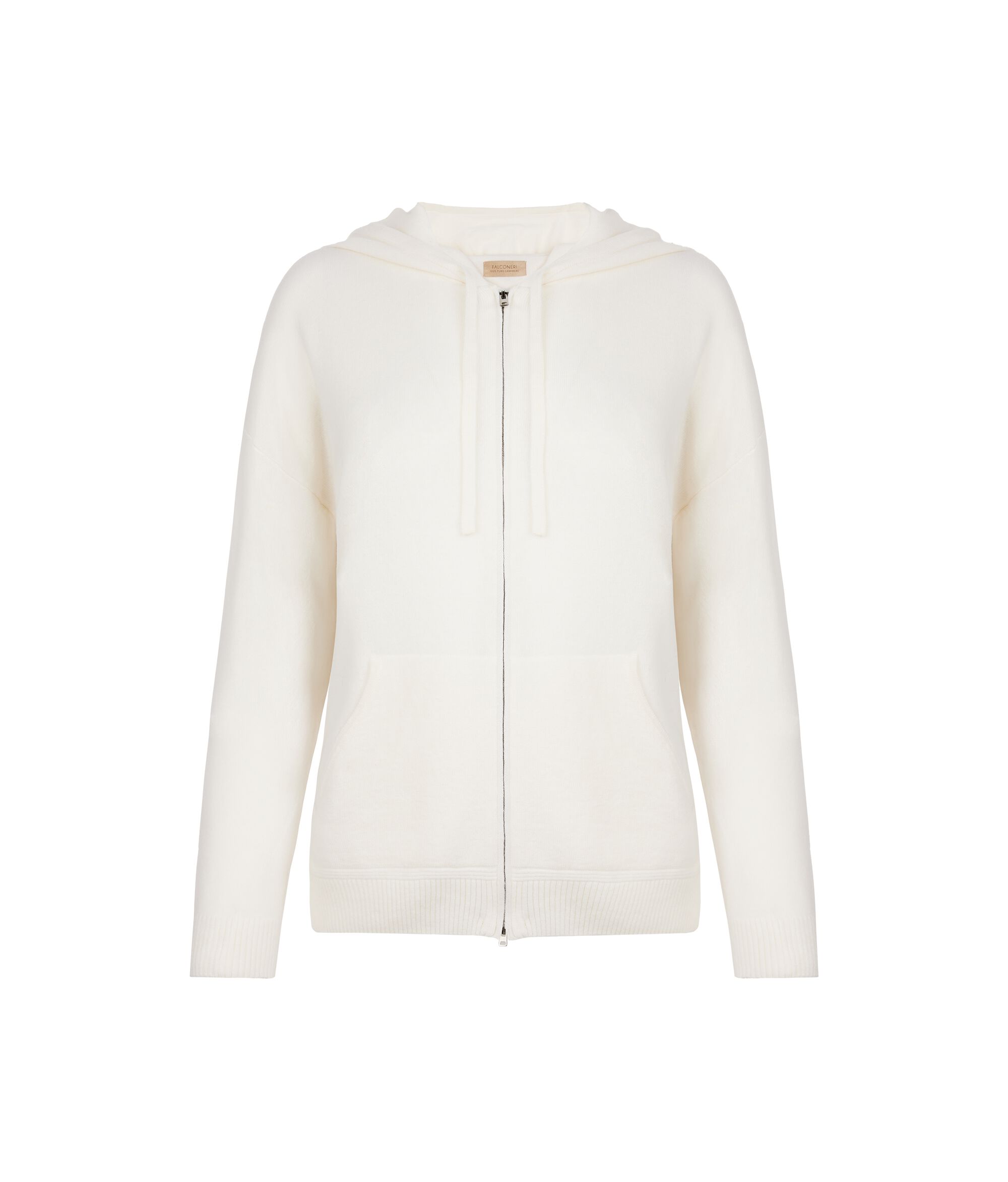 Sweatshirt aus Kaschmir Ultrasoft mit Kapuze Colore Flockenweiß