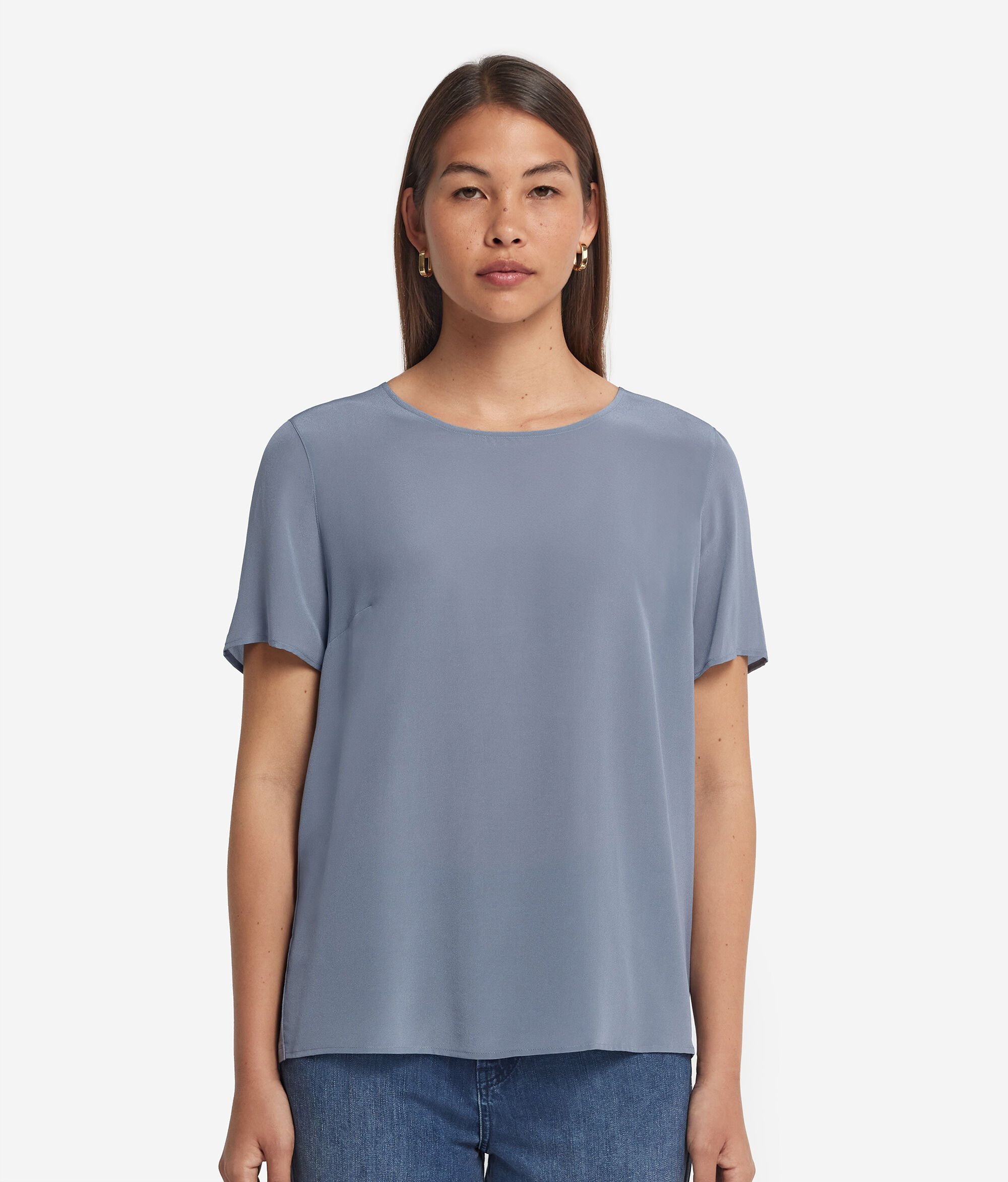 Round-Neck Silk T-Shirt
