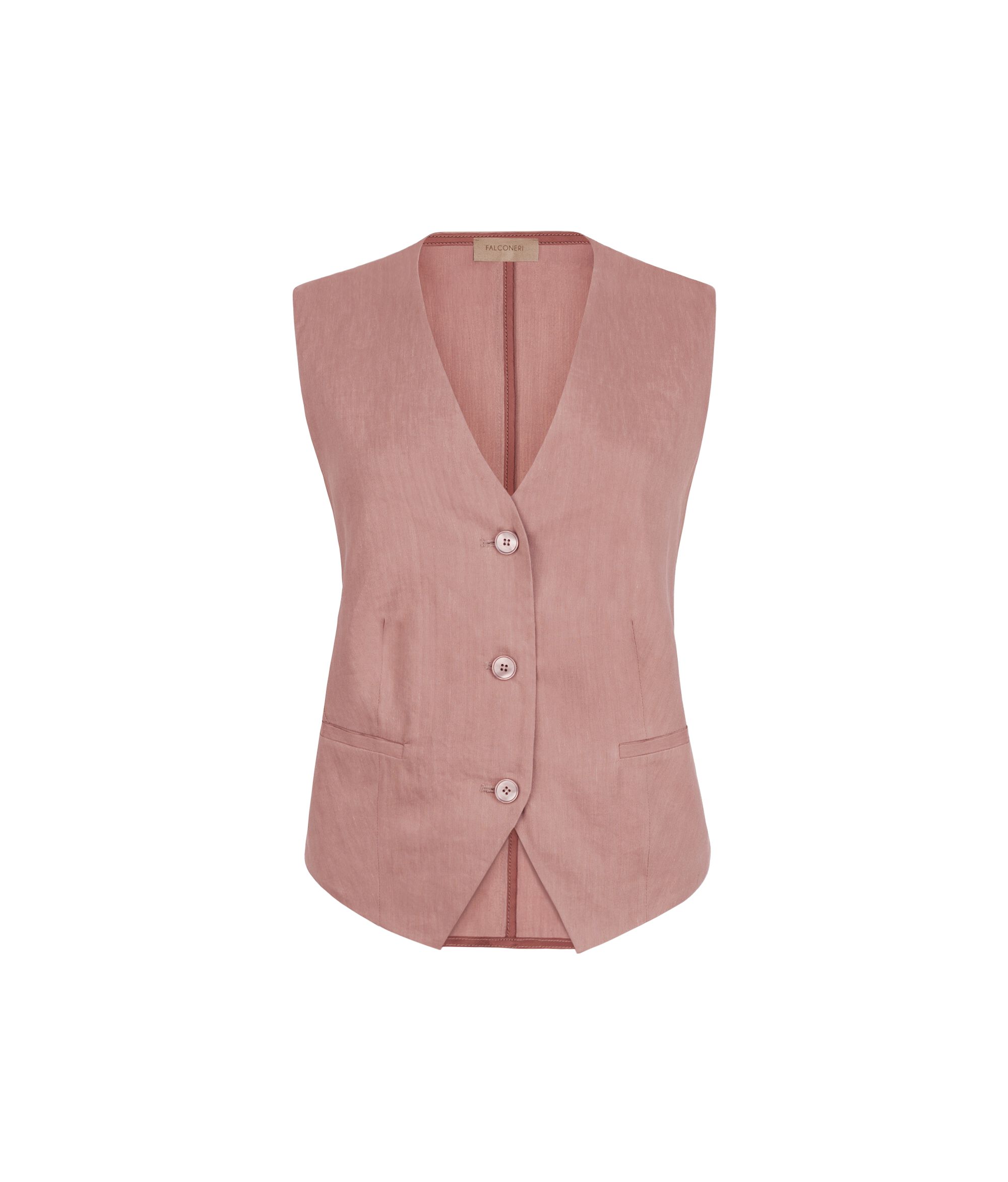 Vestă de in și viscoză Colore PINK SALT