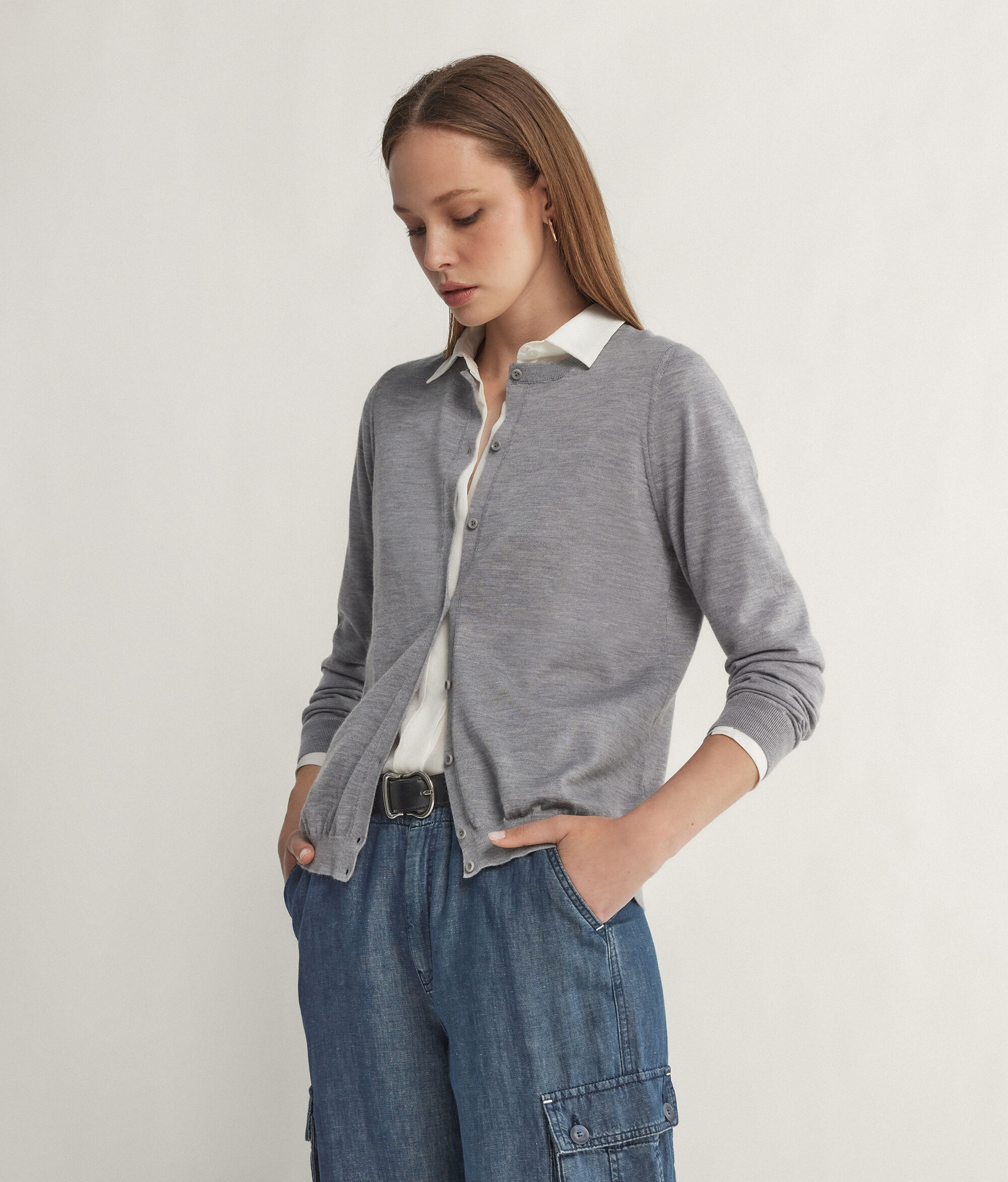 Rebeca con cuello redondo de cashmere ultrafine