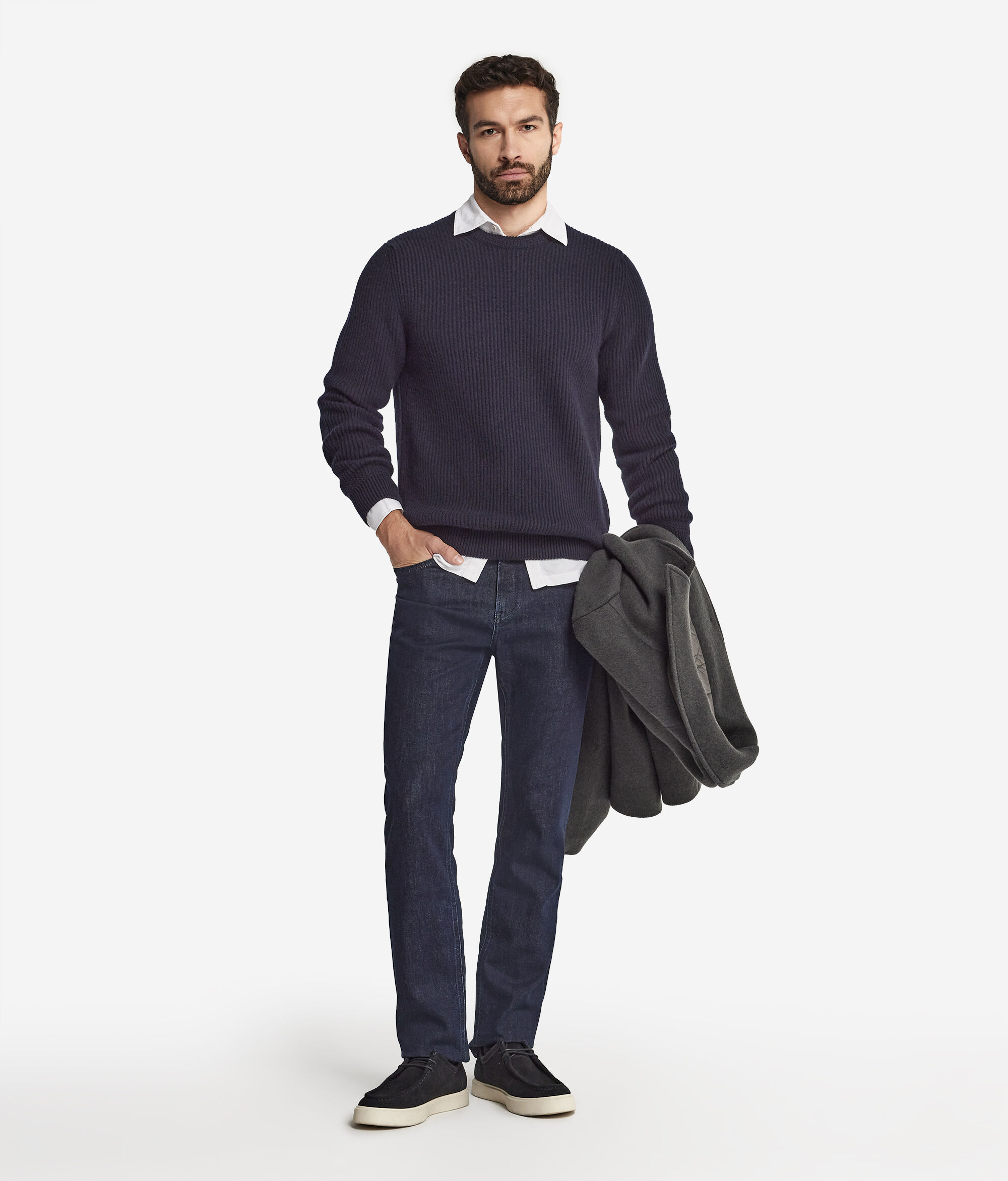 Ultrasoft Cashmere Round-Neck Jumper in Fisherman’s Rib Knit