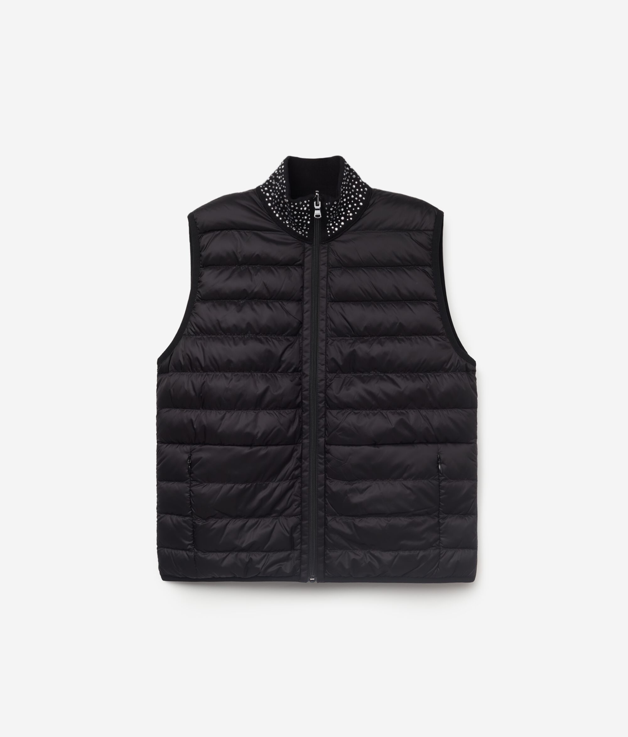Ultrafine Cashmere Reversible Down Vest with Rhinestones