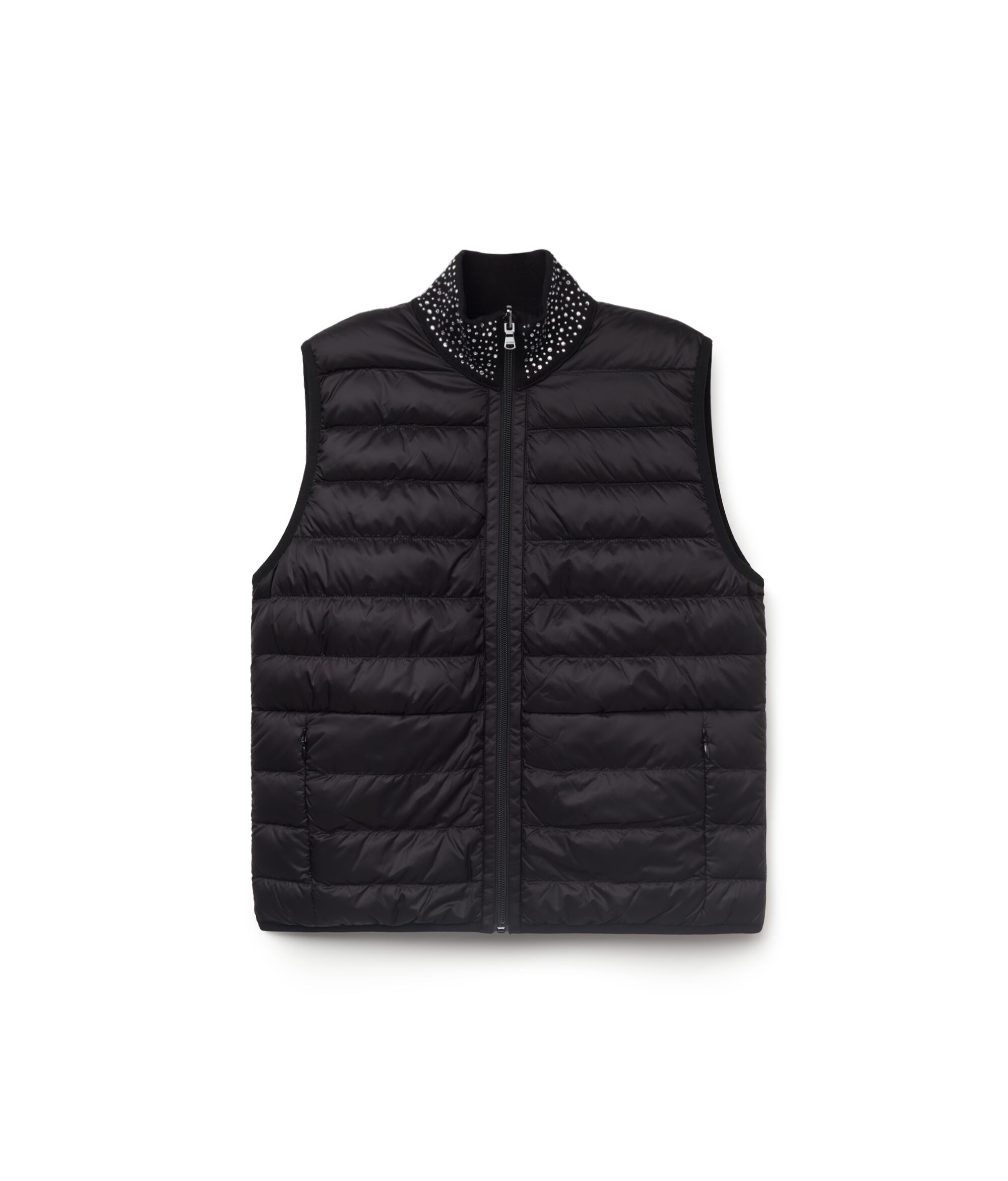 Ultrafine Cashmere Reversible Down Vest with Rhinestones