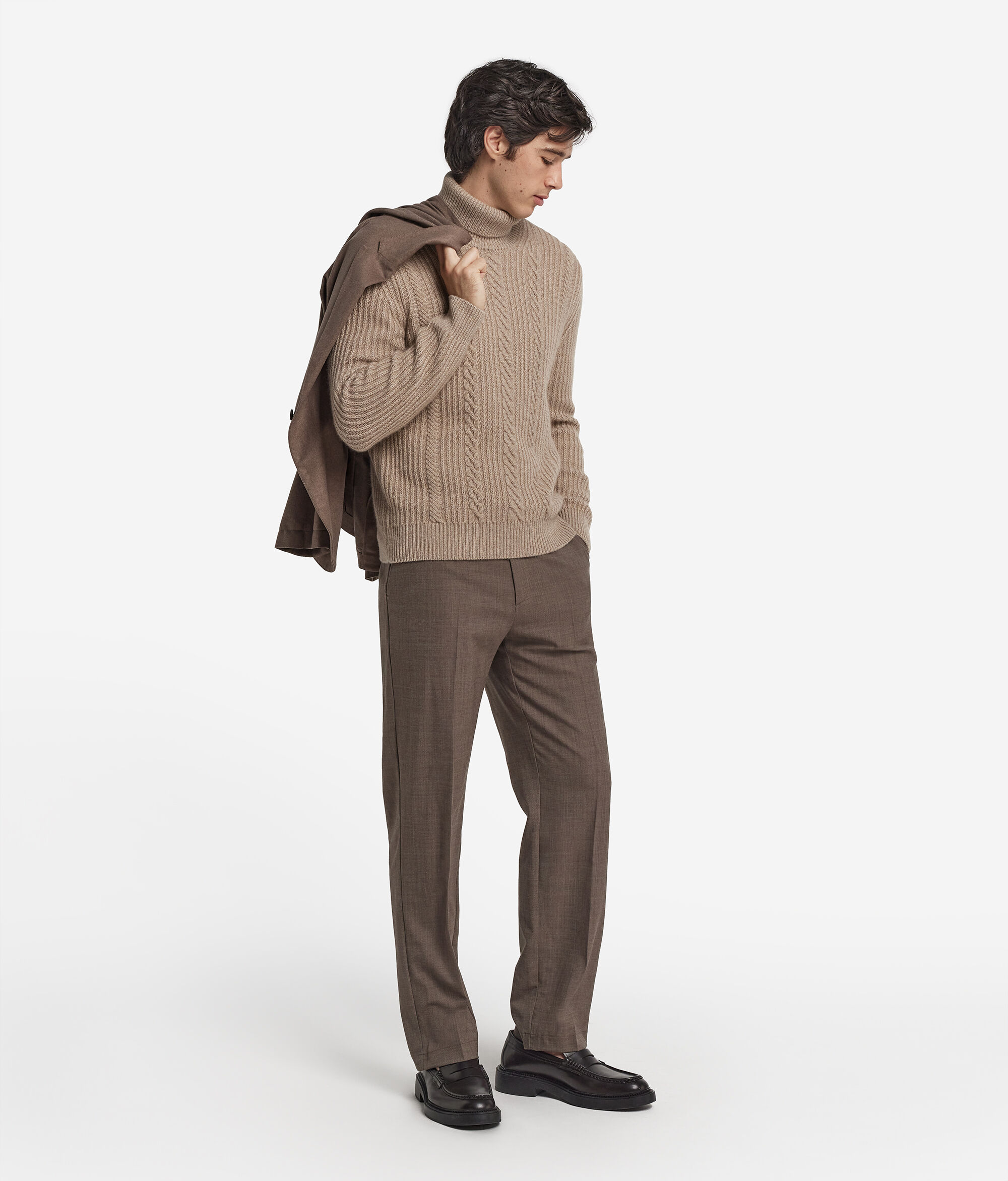 Dolcevita con trecce in Cashmere Undyed Ultrasoft