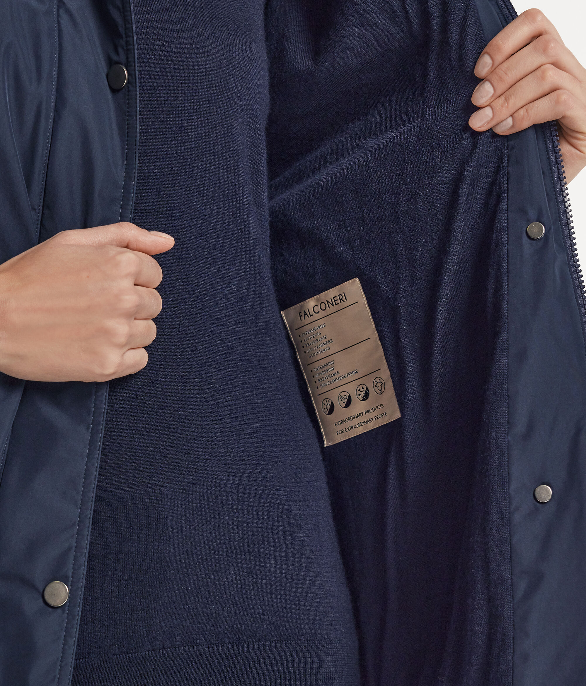 Giubbino Tecnico in Cashmere con Cappuccio