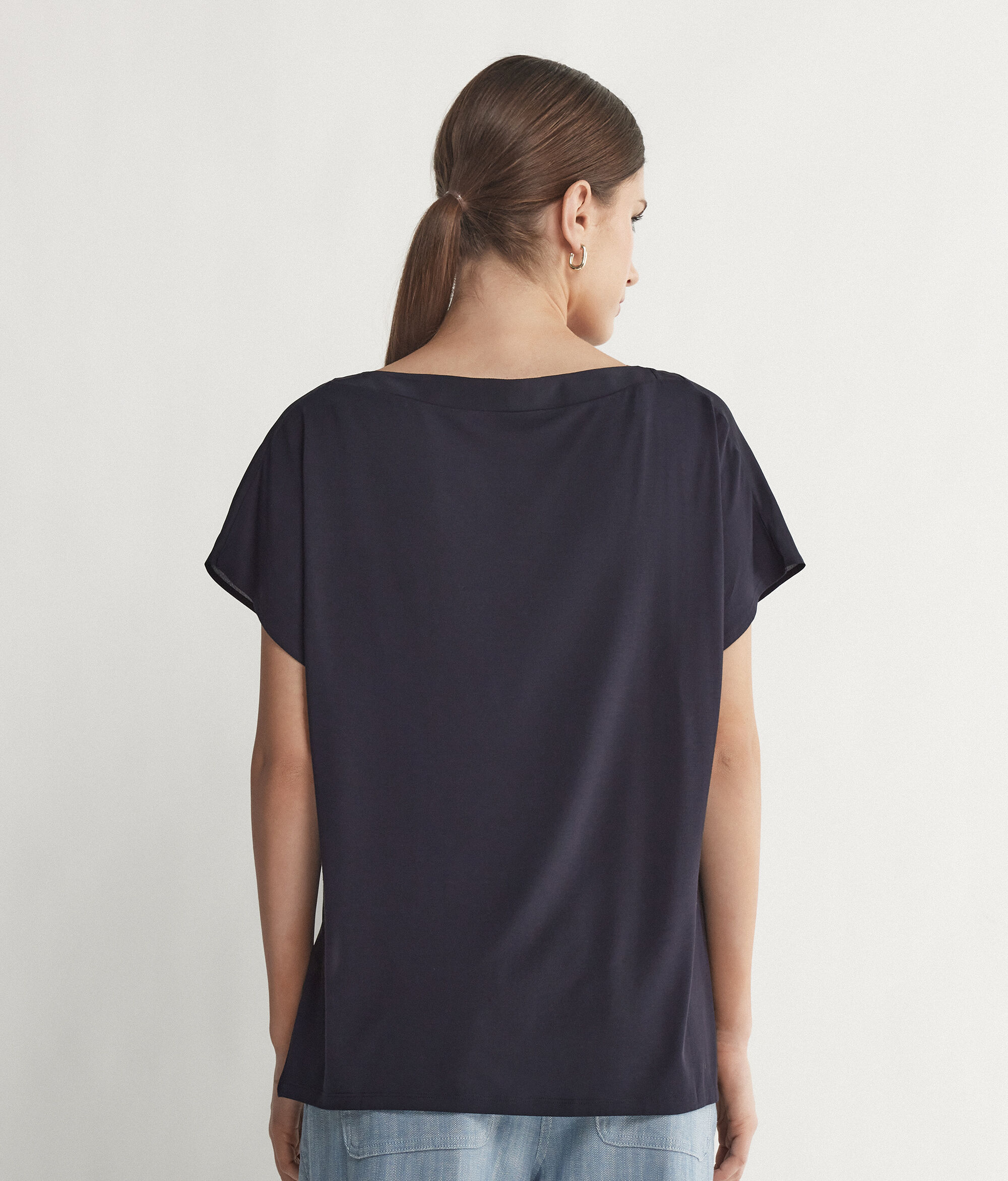 Silk V-Neck Kimono T-Shirt
