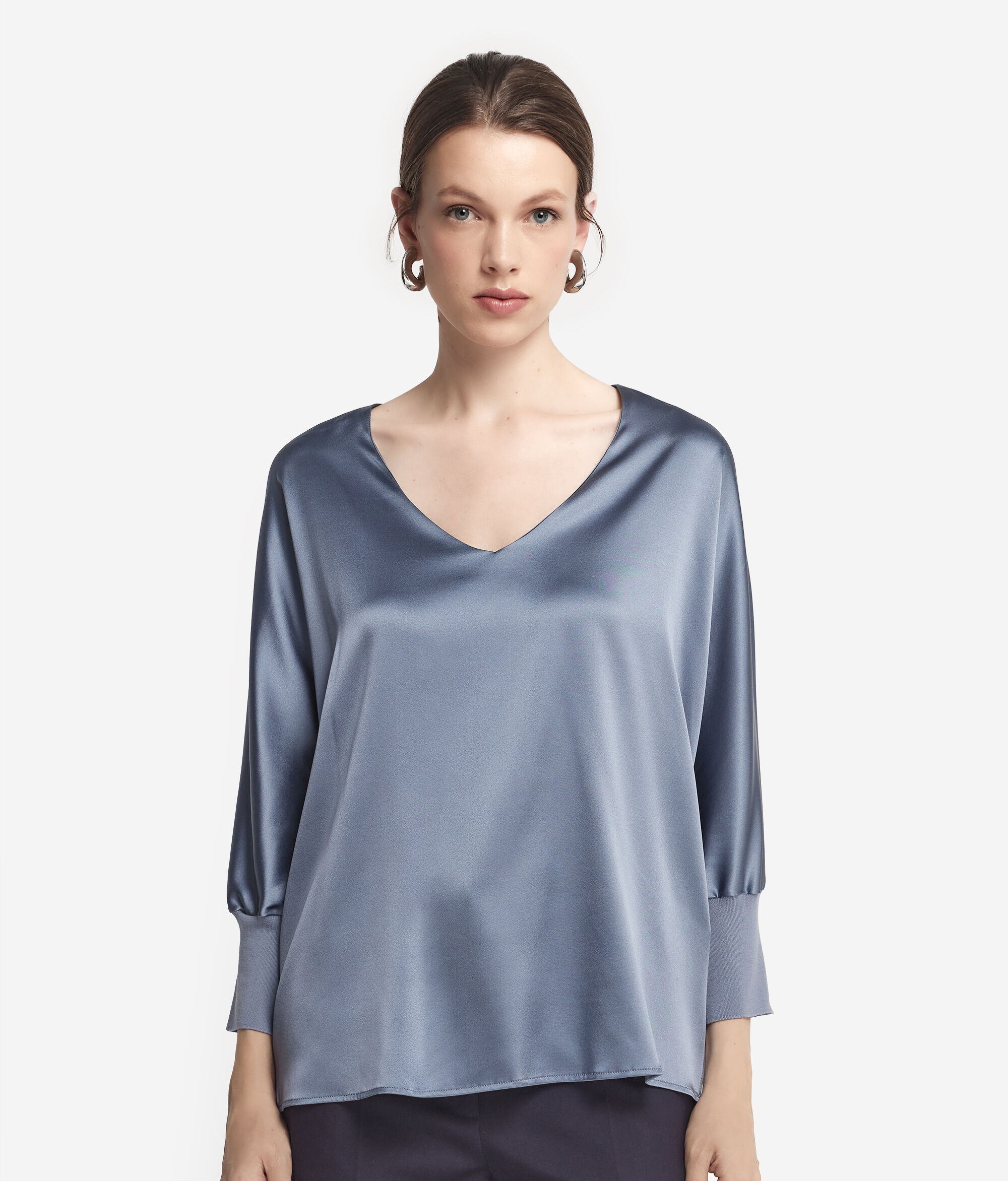 Blusa Scollo a V in Seta