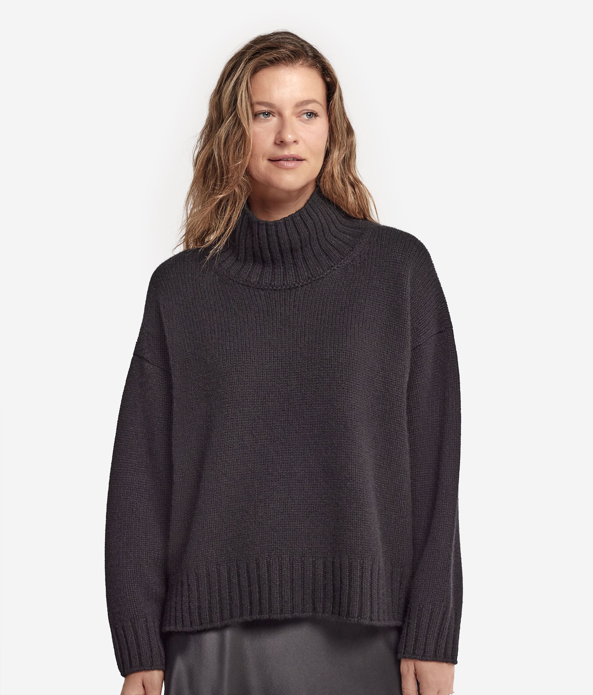Cashmere Tricot Funnel-Neck Jumper