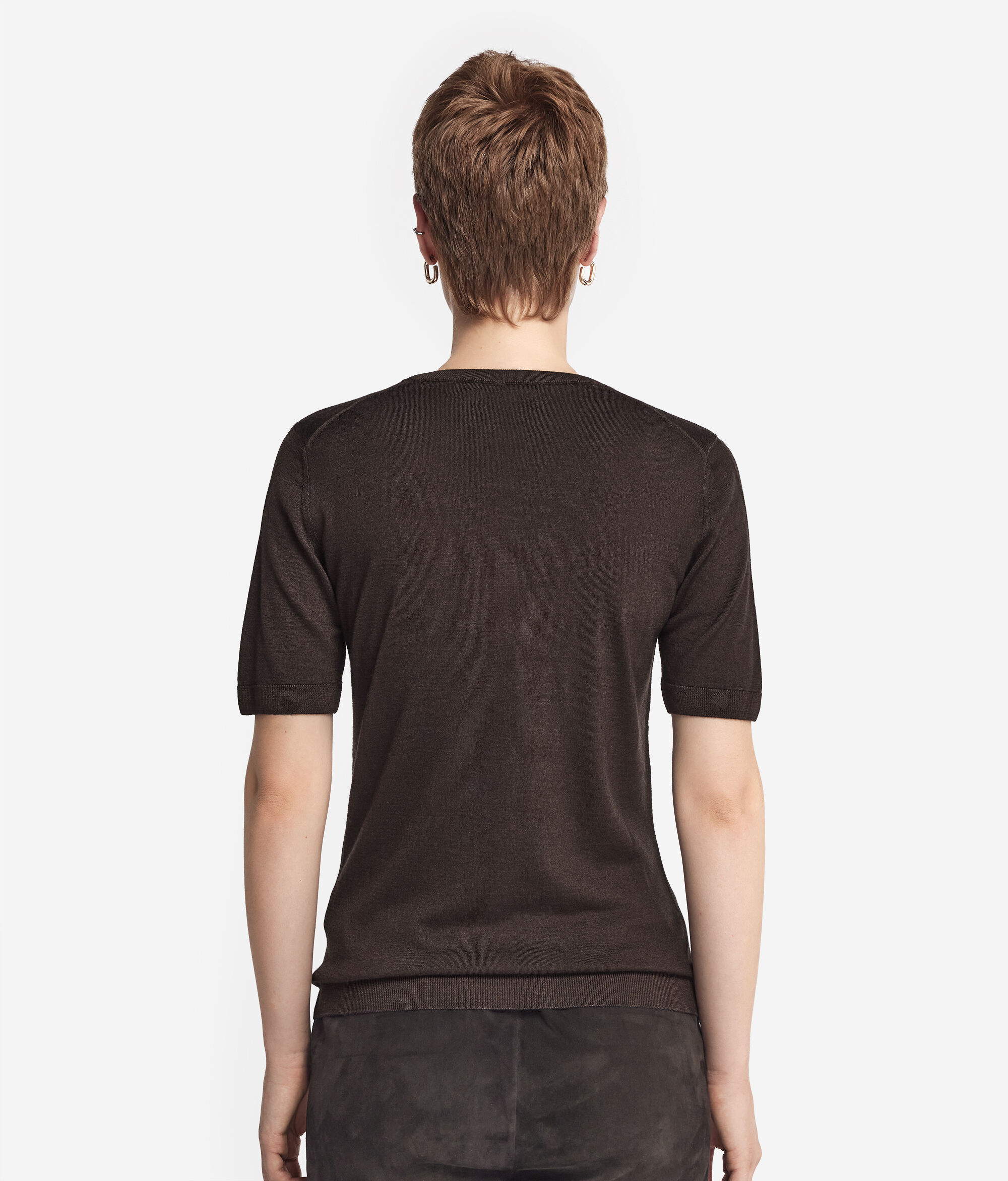 Short-Sleeved Round-Neck Ultrafine Cashmere Top
