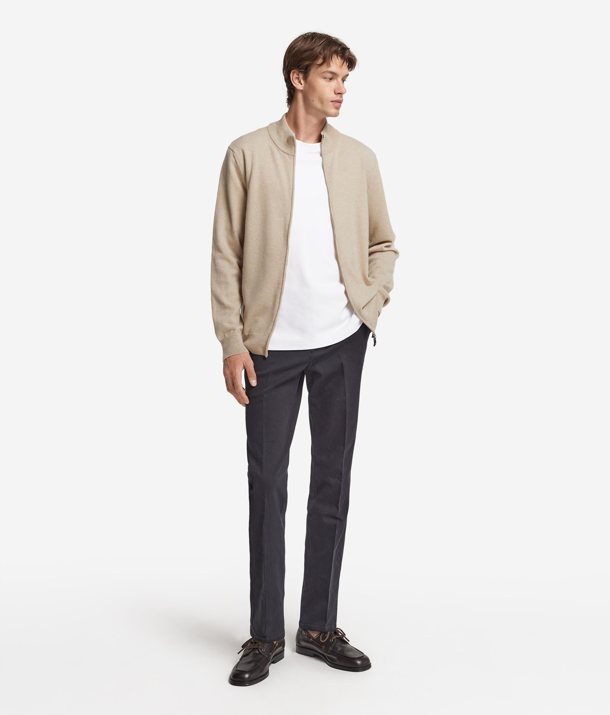 Cardigan com Fecho Completo em Ultrasoft Cashmere