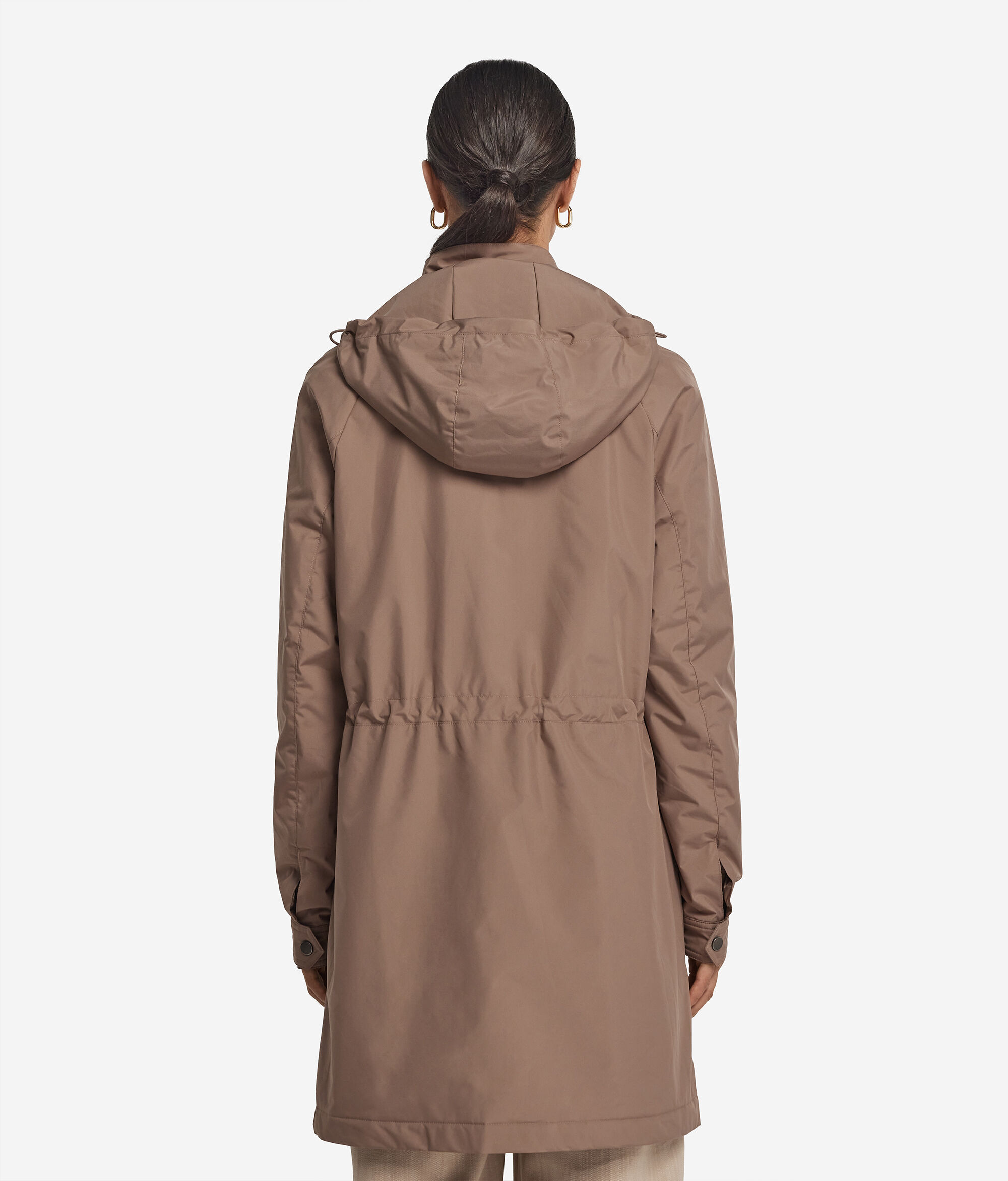 Long Technical Jacket with Drawstring