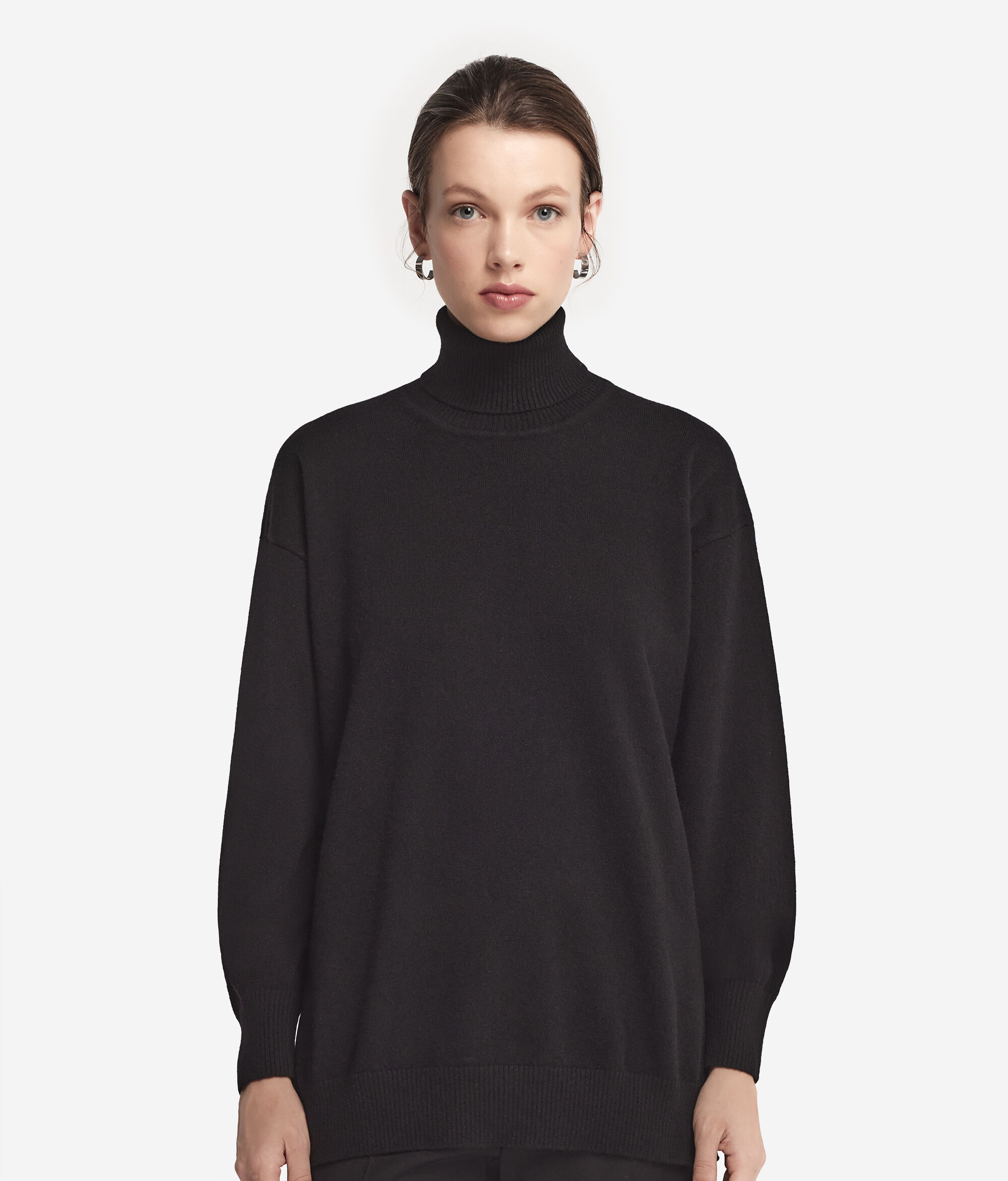 Ultrasoft Cashmere Turtleneck Sweater with Slits