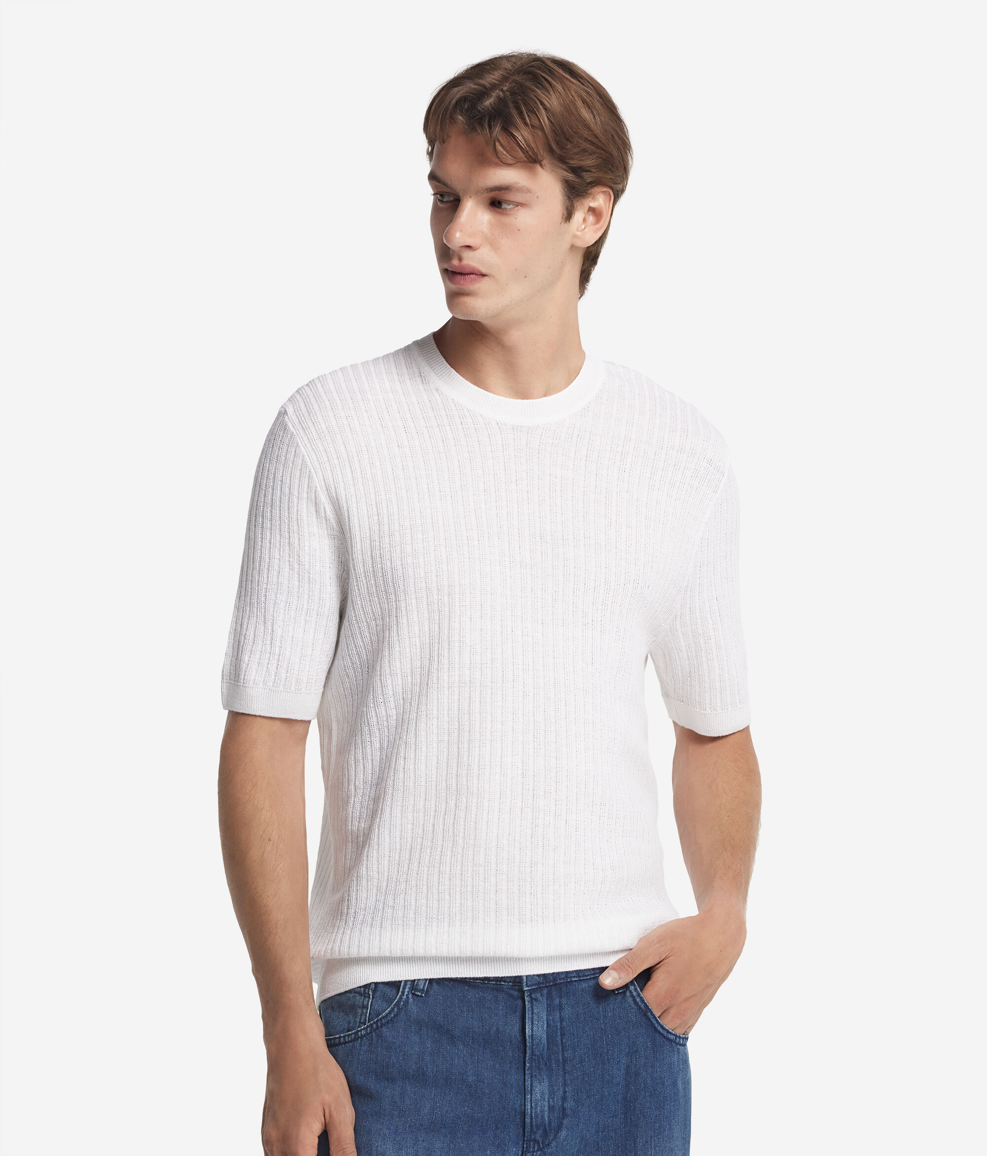 Short-Sleeved Narrow-Ribbed T-Shirt
