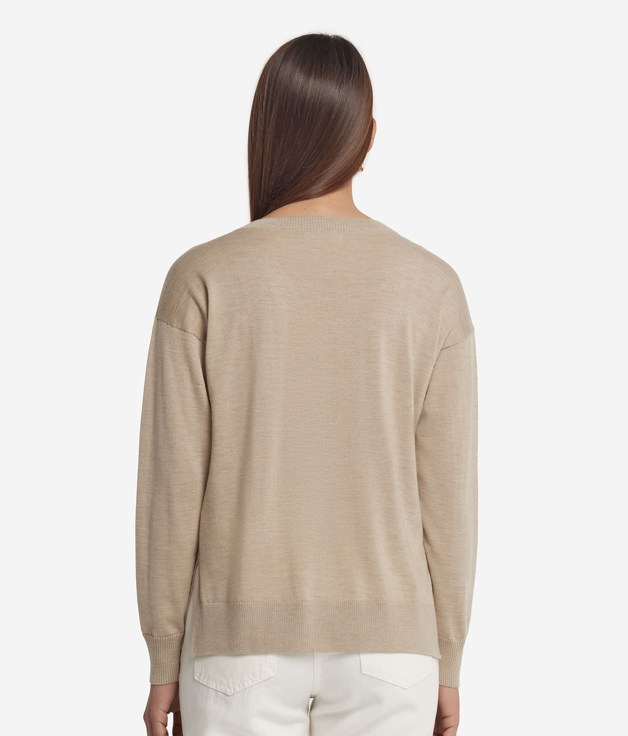 V-Neck Cashmere Jumper with Slits