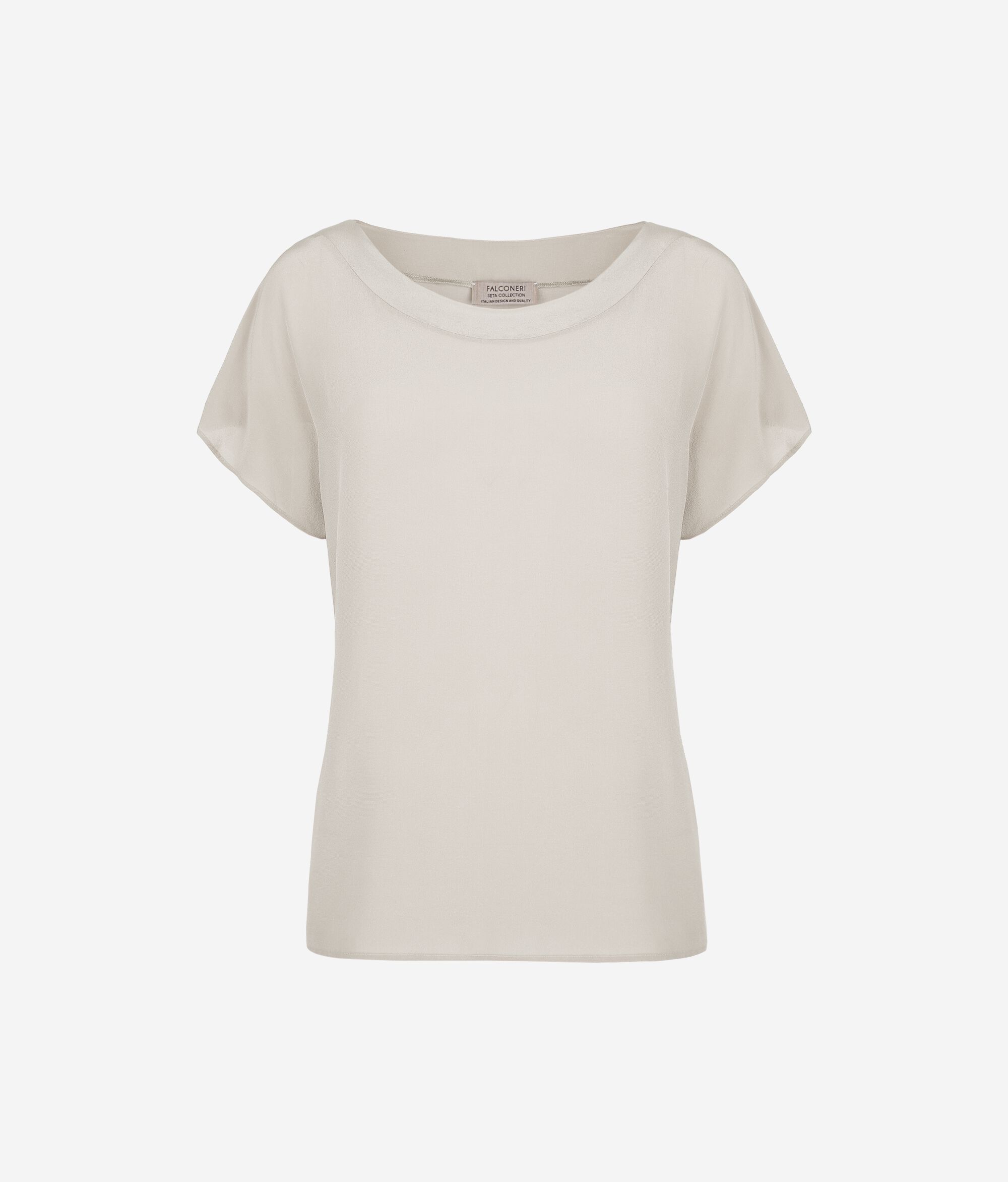 T-shirt Scollo Barchetta in Seta e Modal