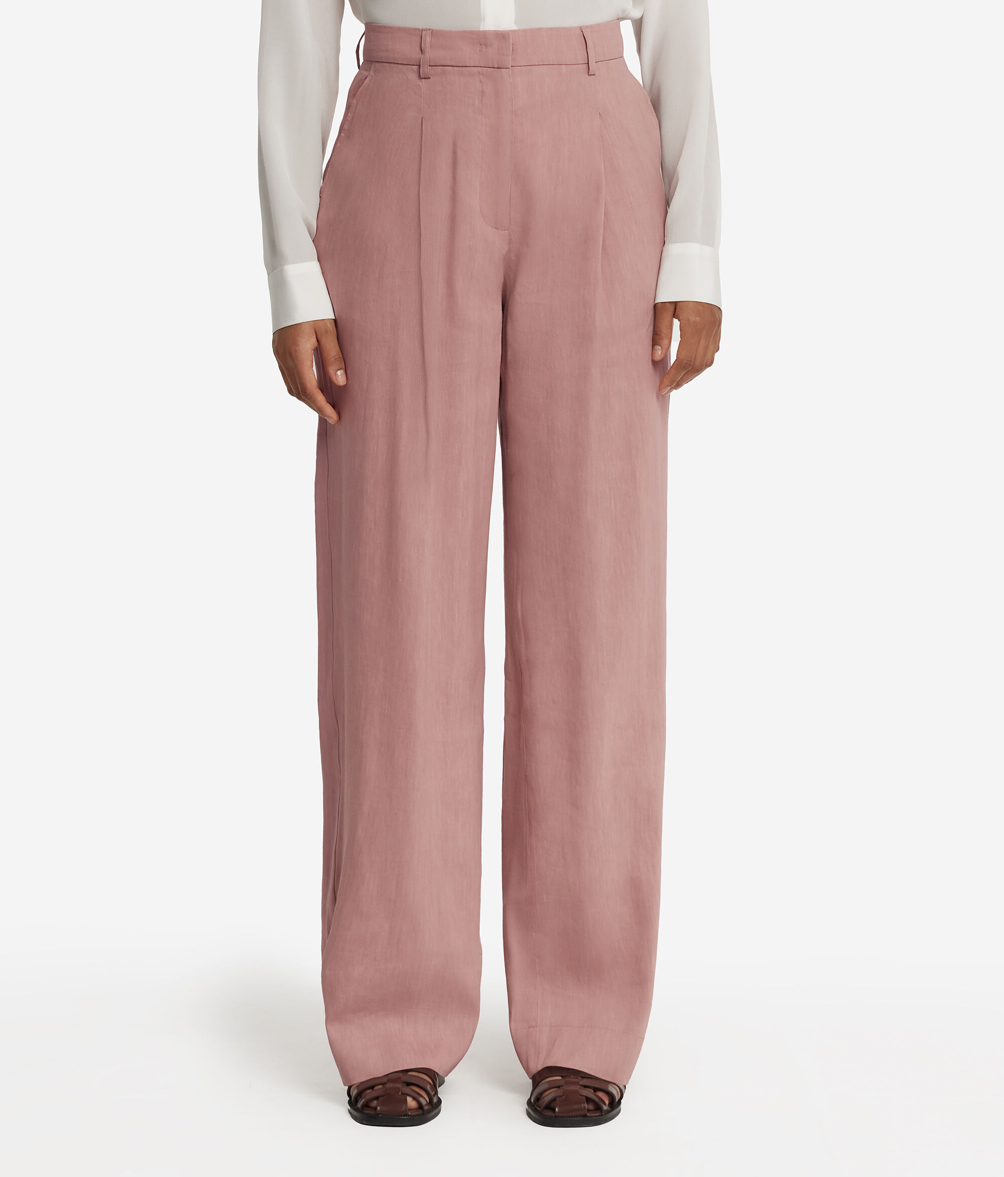 Linen Viscose Wide Leg Pants