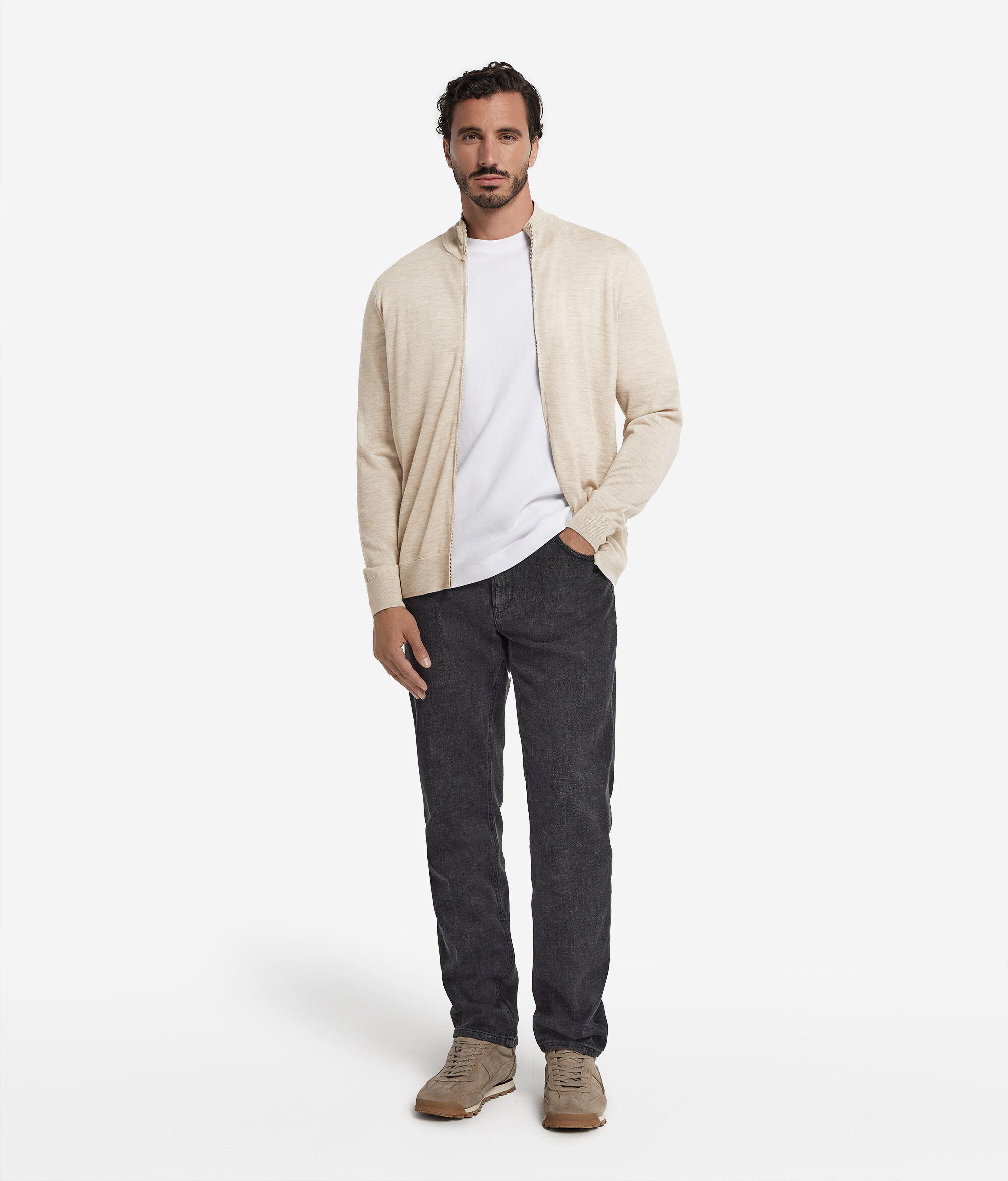 Cashmere Zip-Up Cardigan