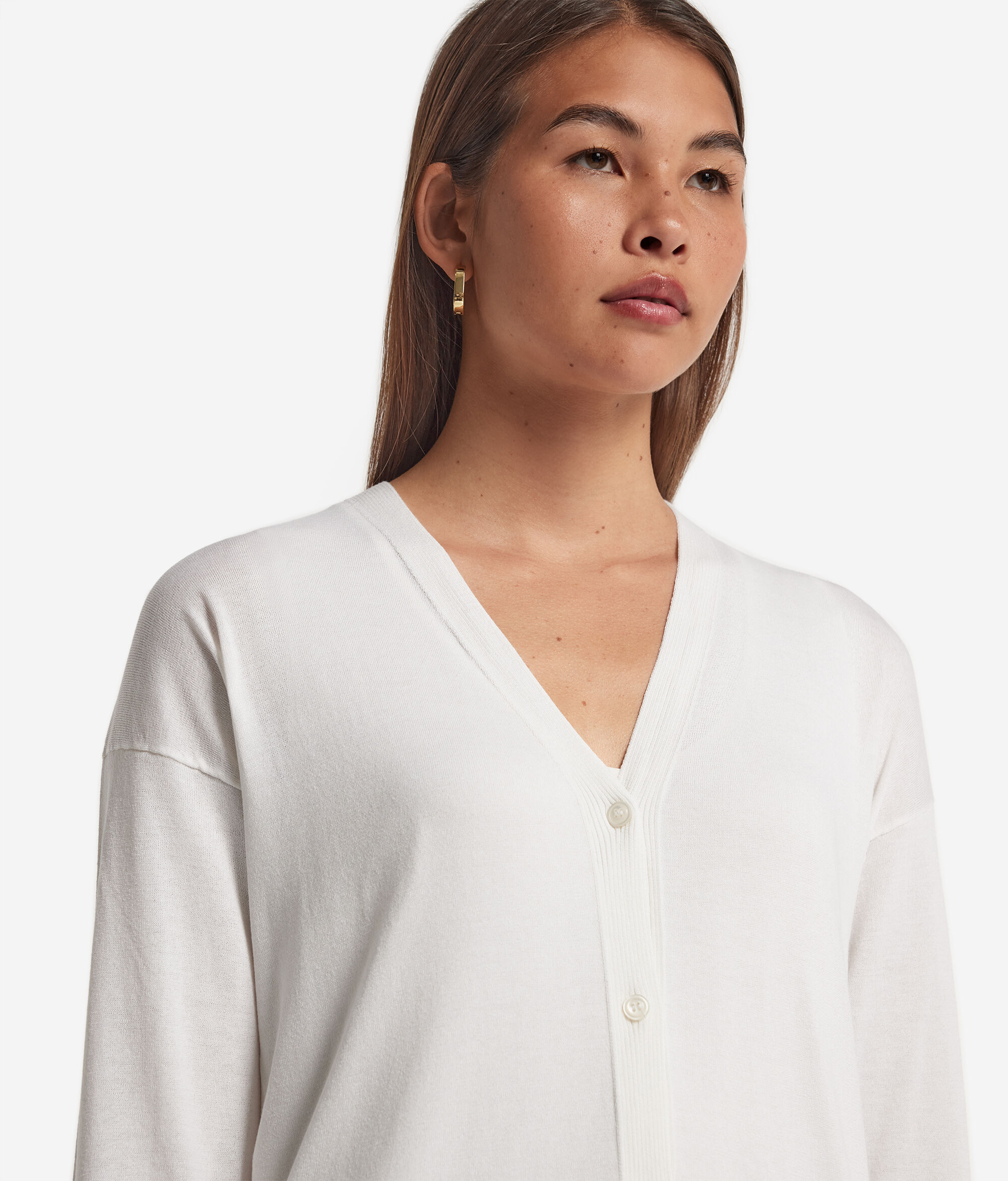 Long-Sleeve Silk Cotton Blend Cardigan