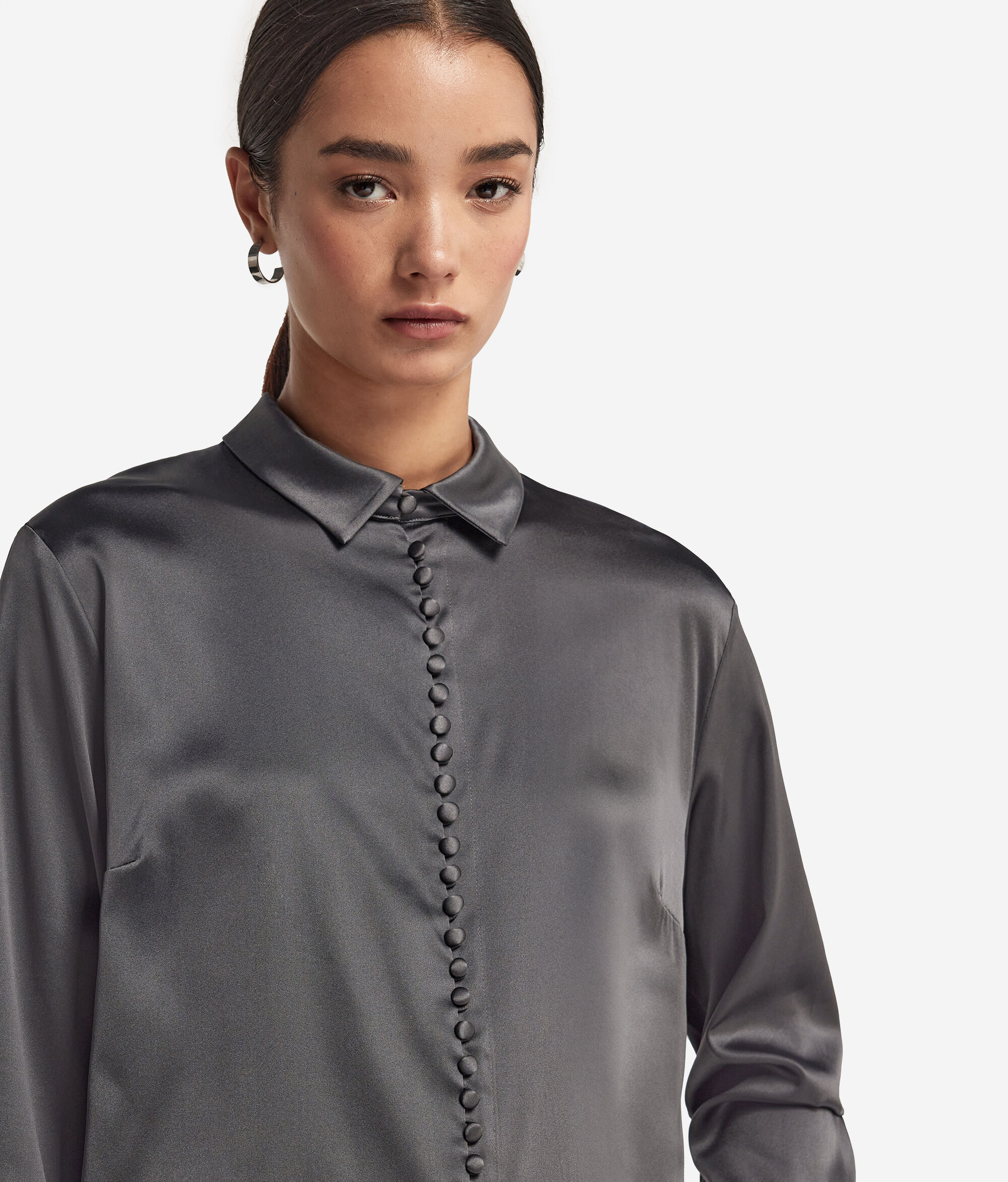Silk Satin Shirt with Buttons