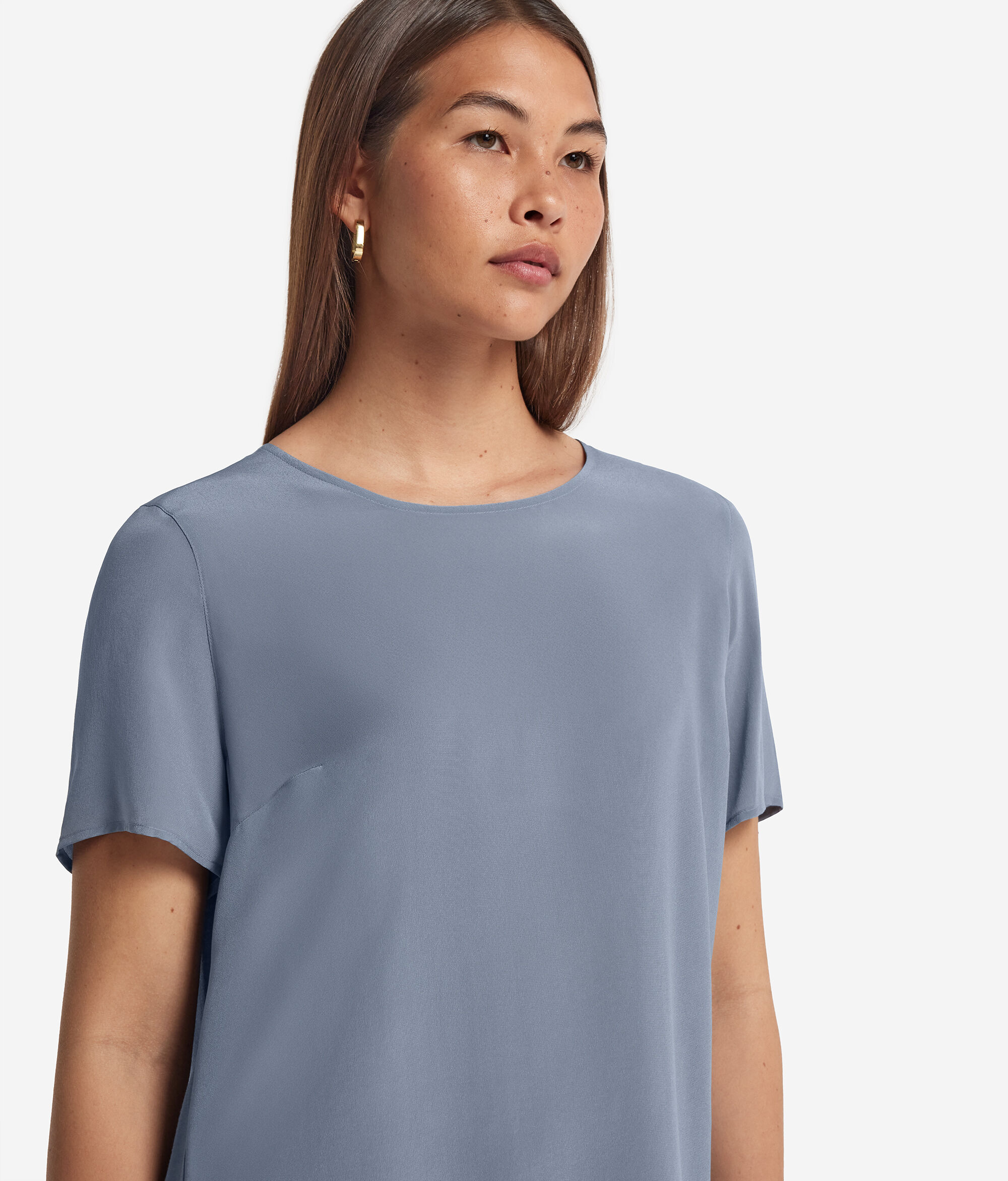 Round-Neck Silk T-Shirt
