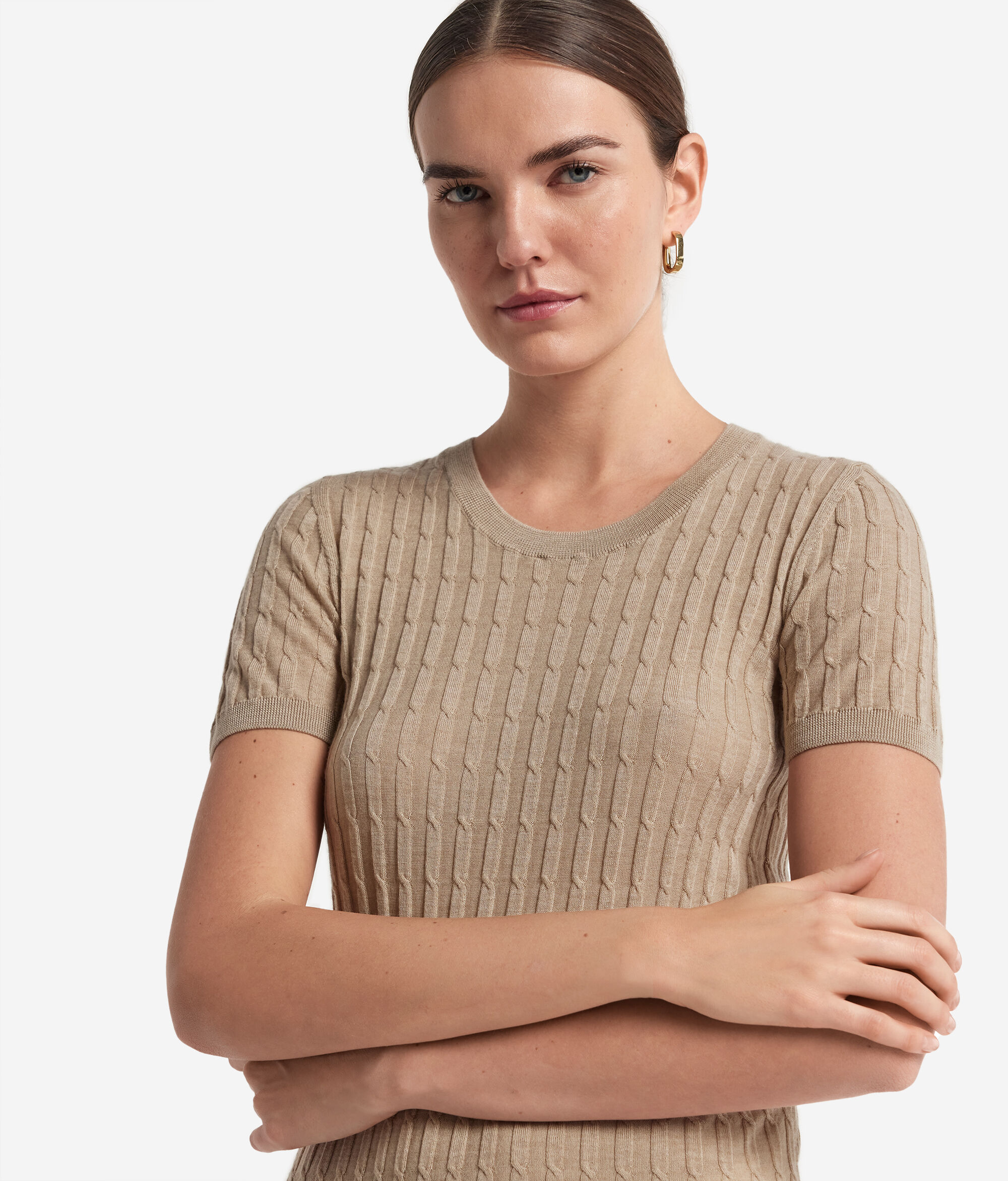 Maglia con Motivo a Treccina in Cashmere Ultrafine