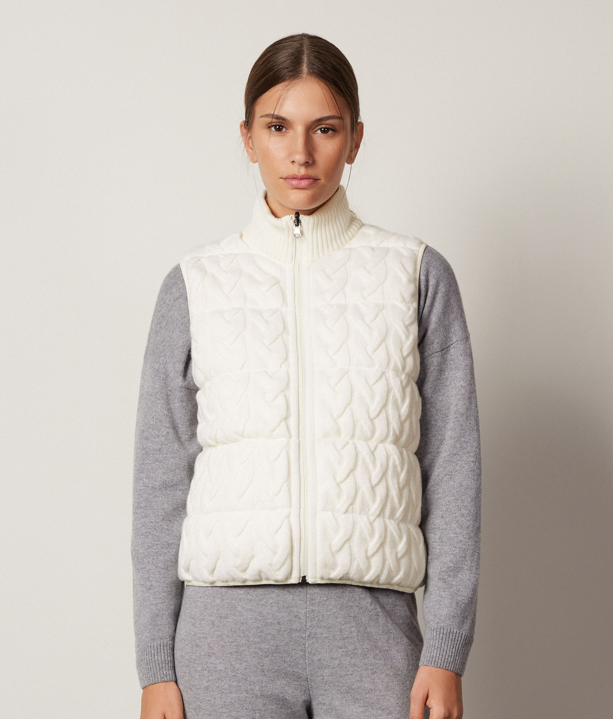 Reversible Cable-Knit Quilted Vest