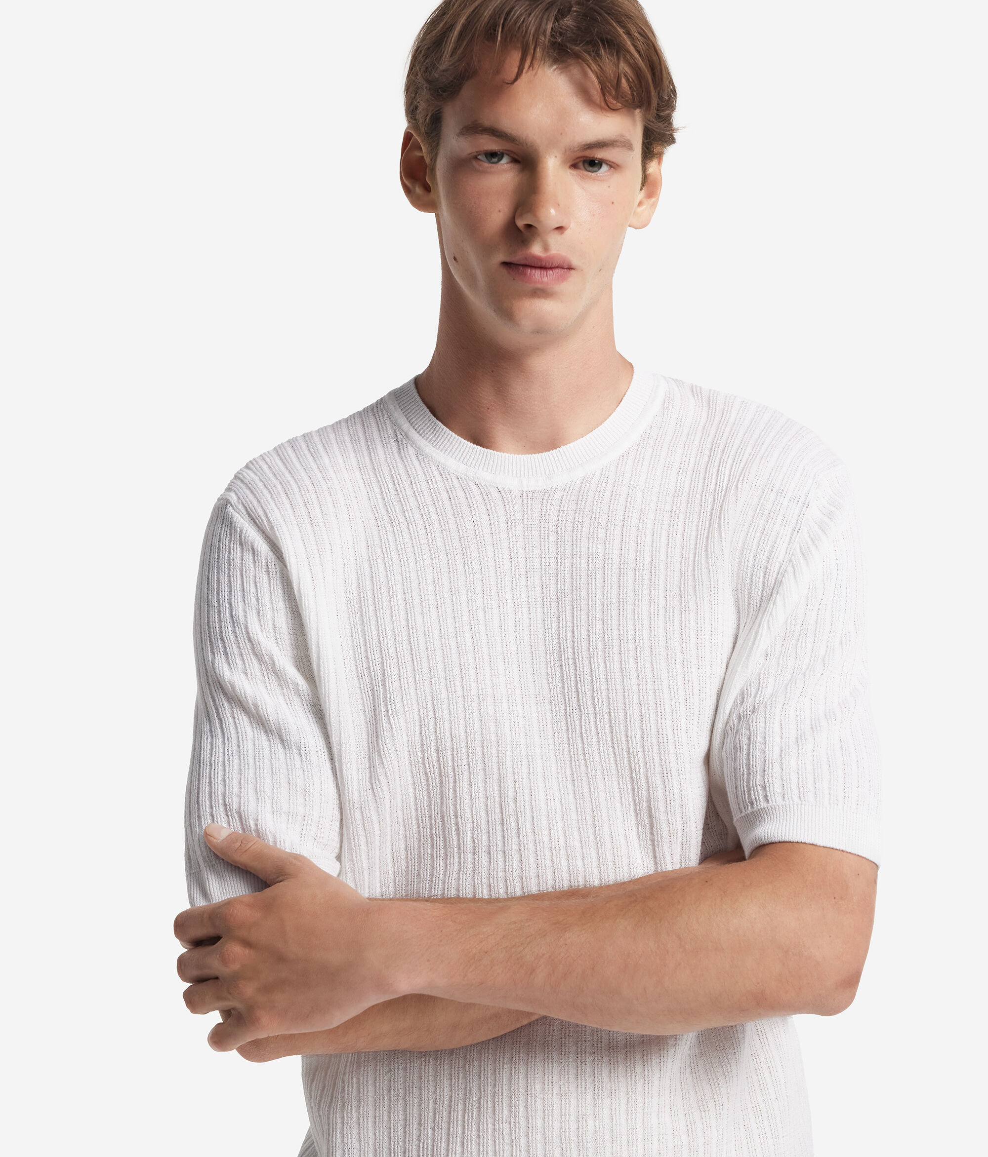Short-Sleeved Narrow-Ribbed T-Shirt