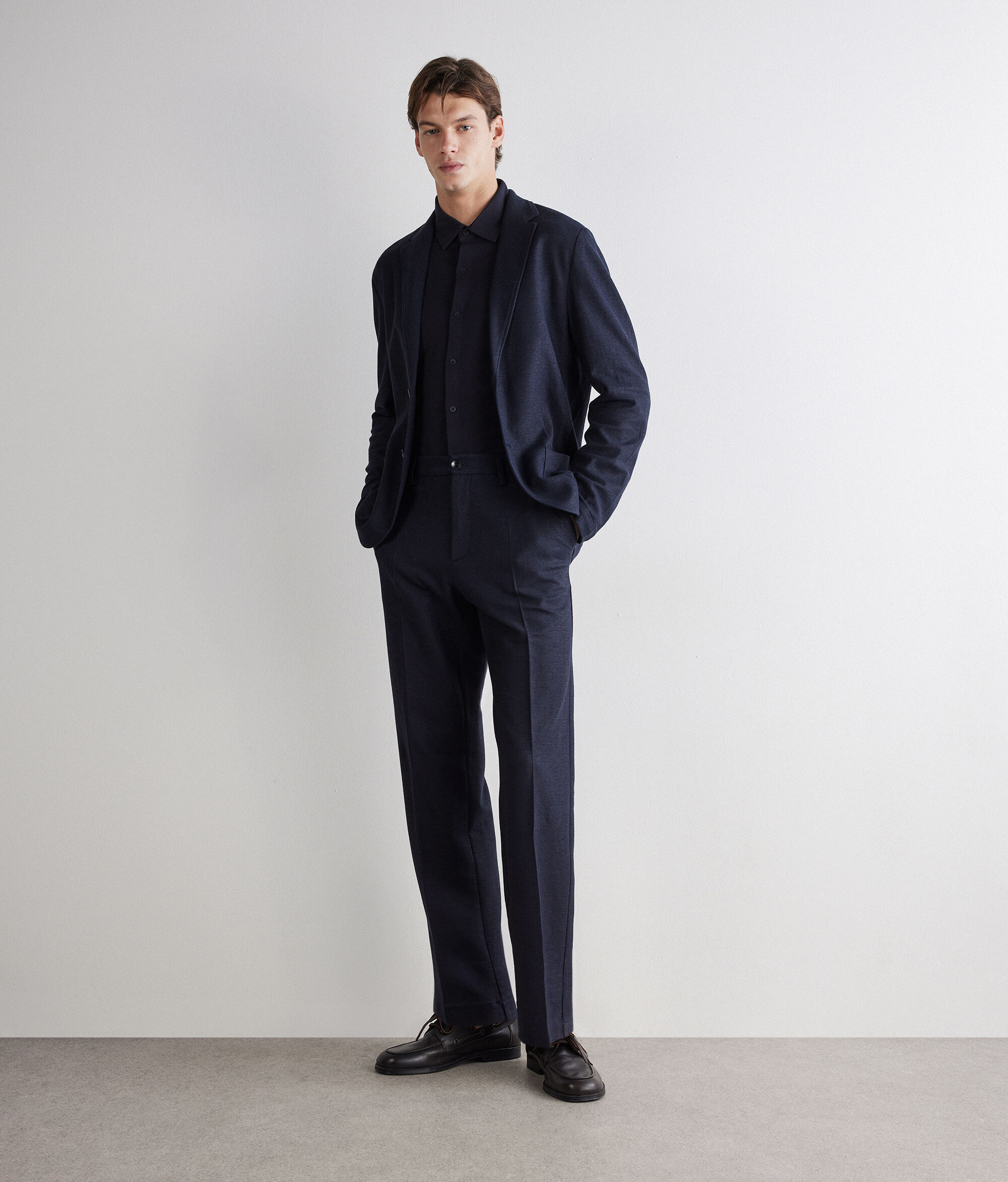 Pantalon gaufré en lin et coton