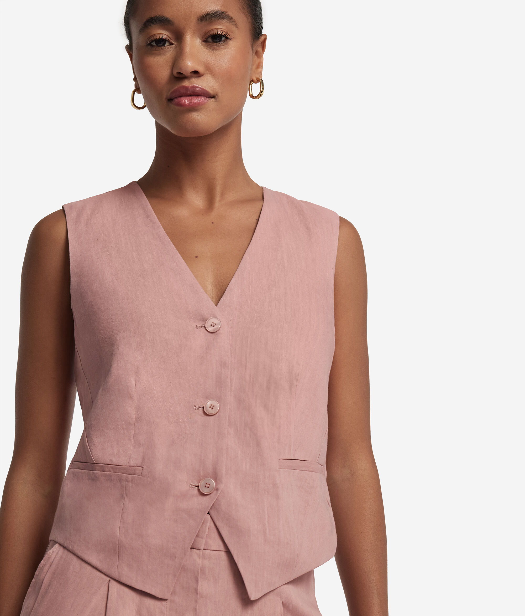 Gilet sans manches en lin et viscose