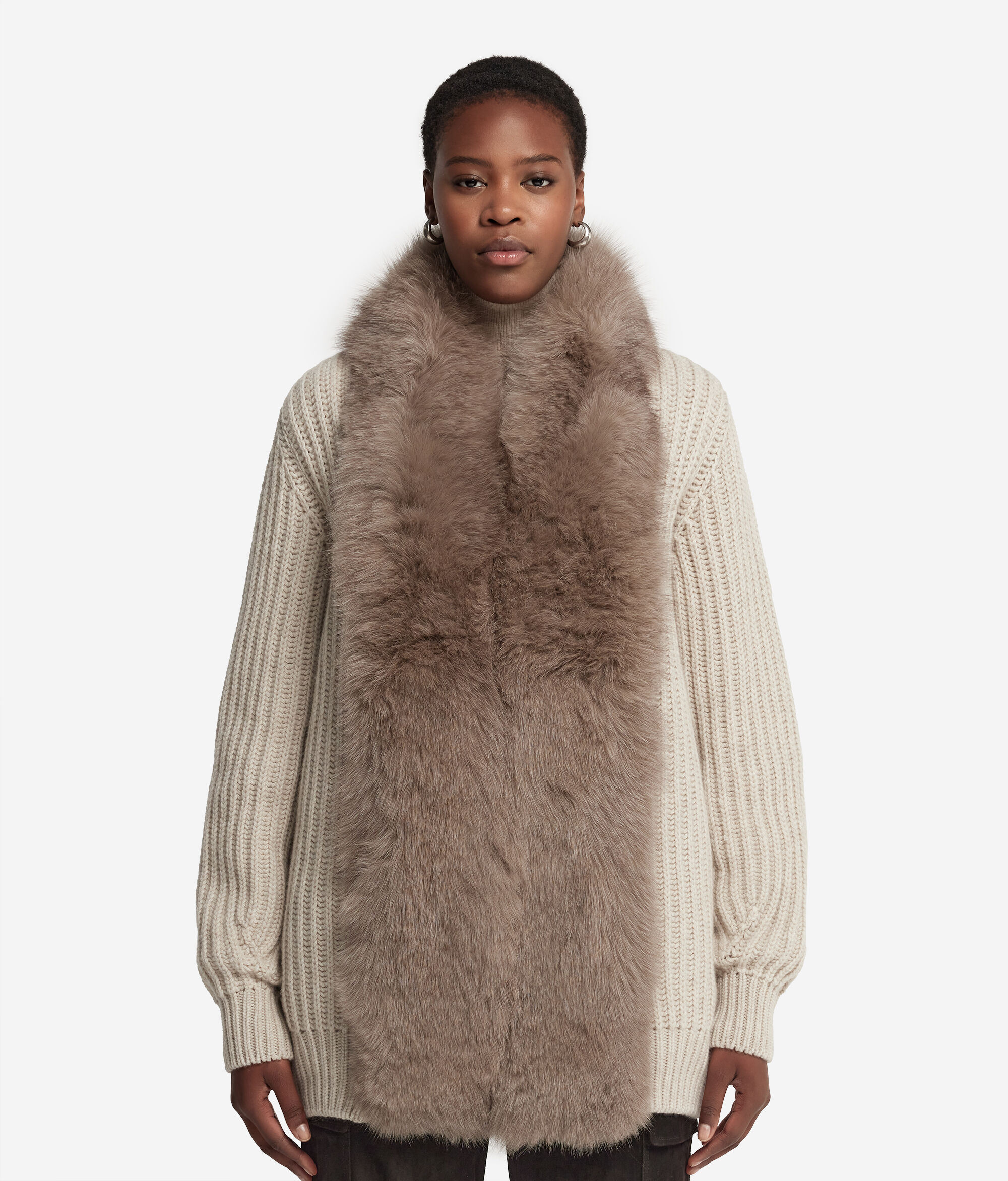 Cappotto a Coste in Cashmere e Pelliccia
