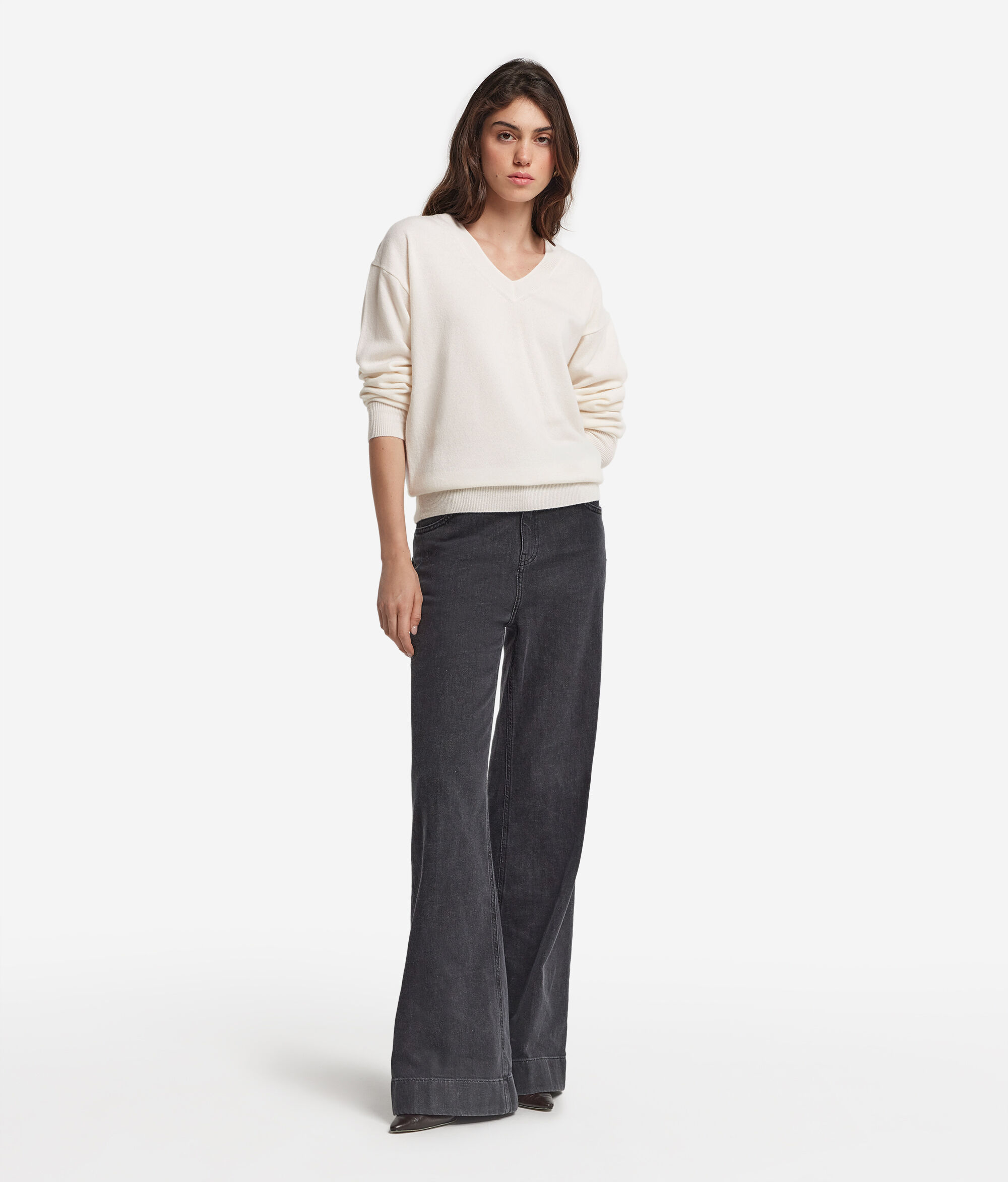 V-nyakú Pulóver Ultrasoft Kasmírból