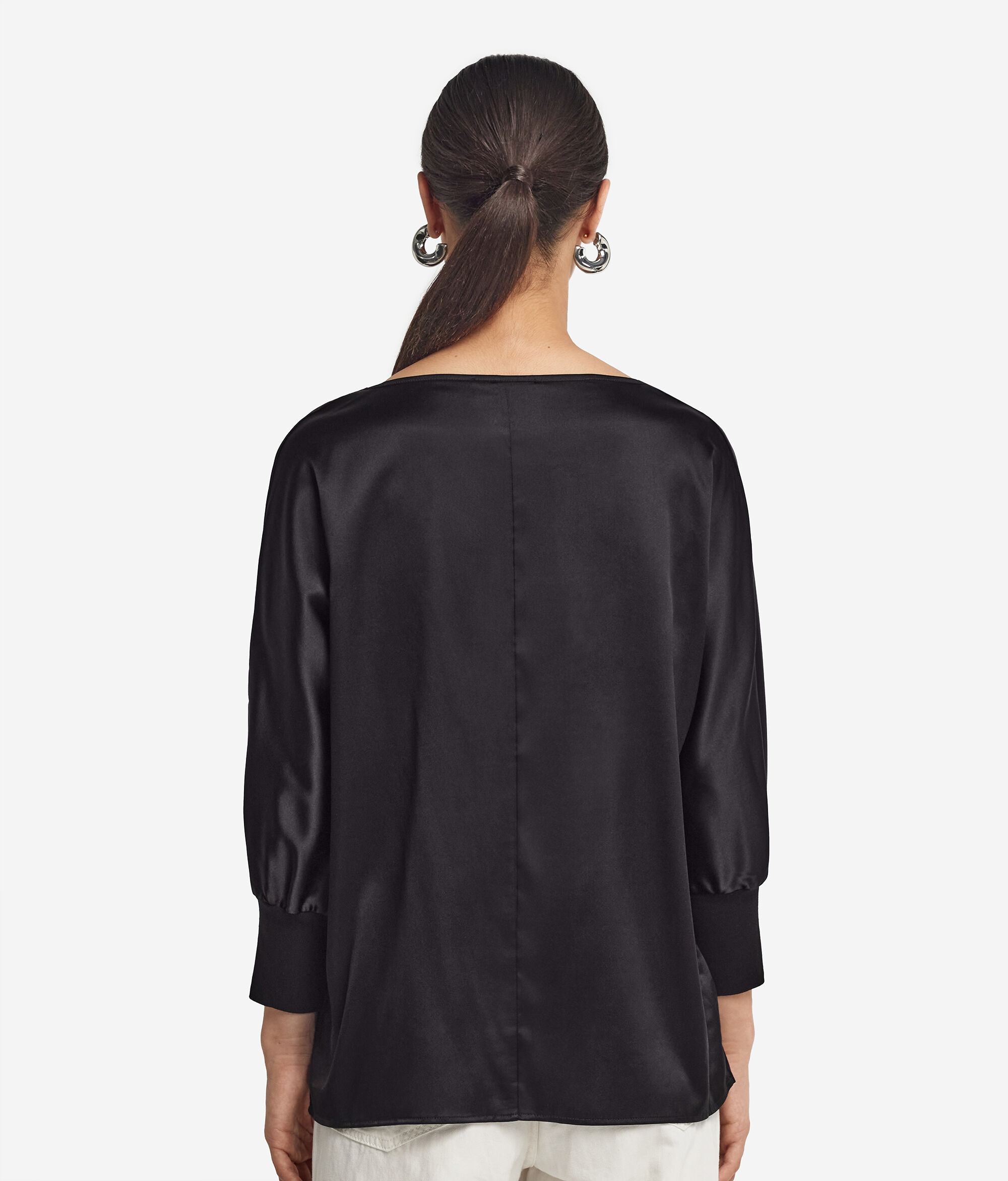 Round-Neck Silk Satin Jumper